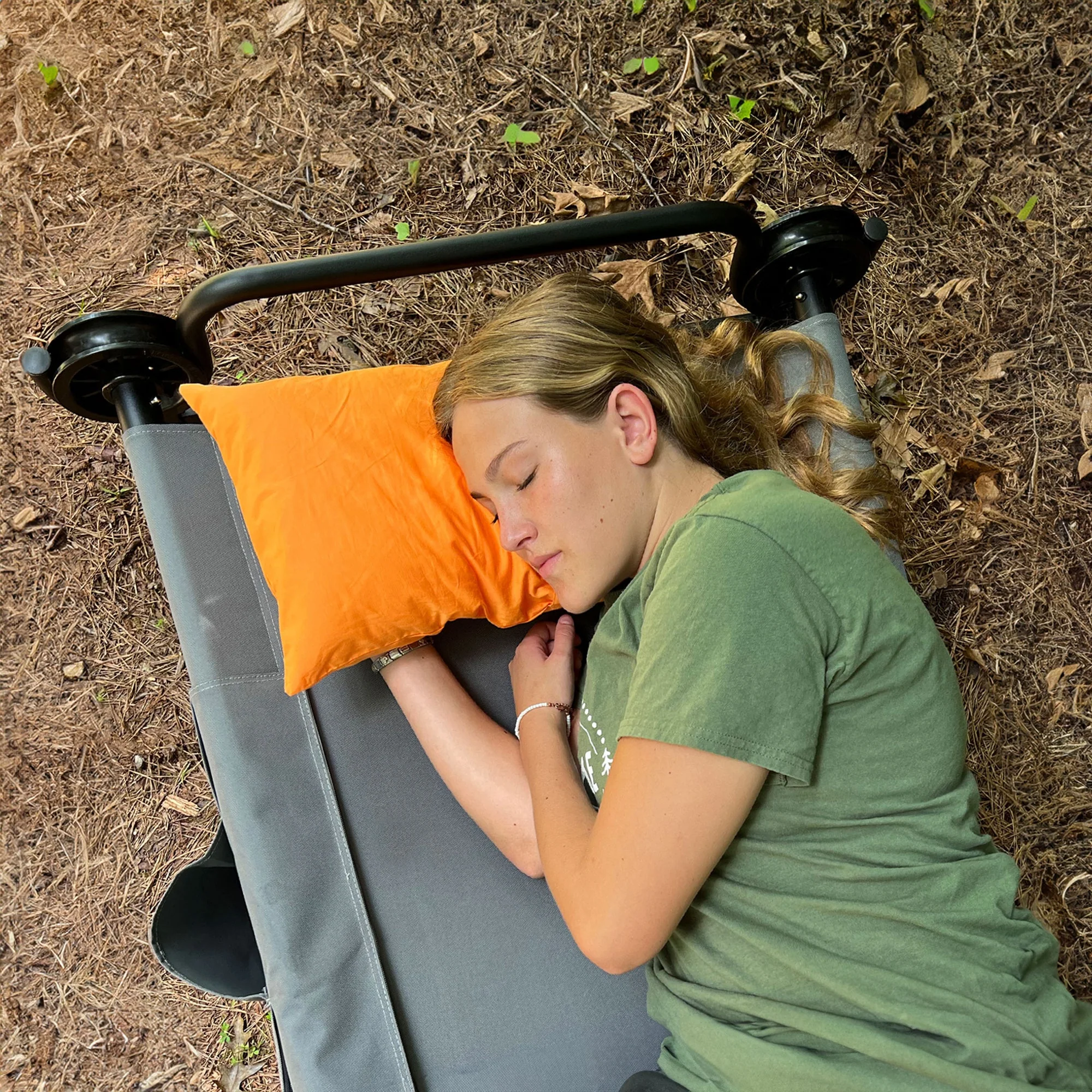 Disc-O-Bed Lightweight Travel Pillow, Camp Packable with Washable Cover, Orange - Image 8