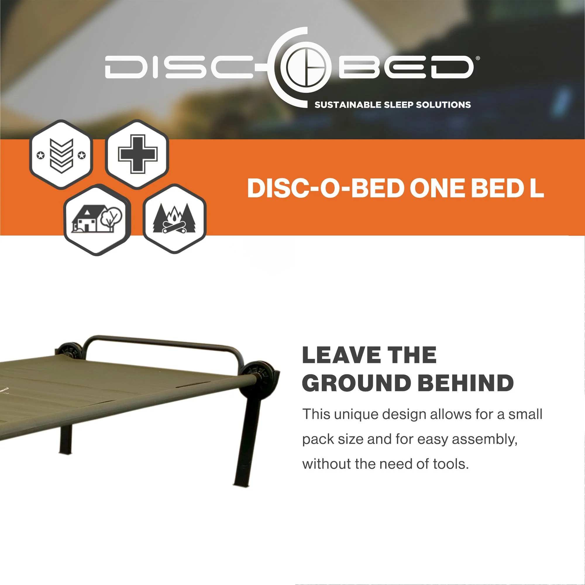 Disc-O-Bed ONE Large Lightweight Folding Camping Cot Bed for Adults, Olive Green - Image 2