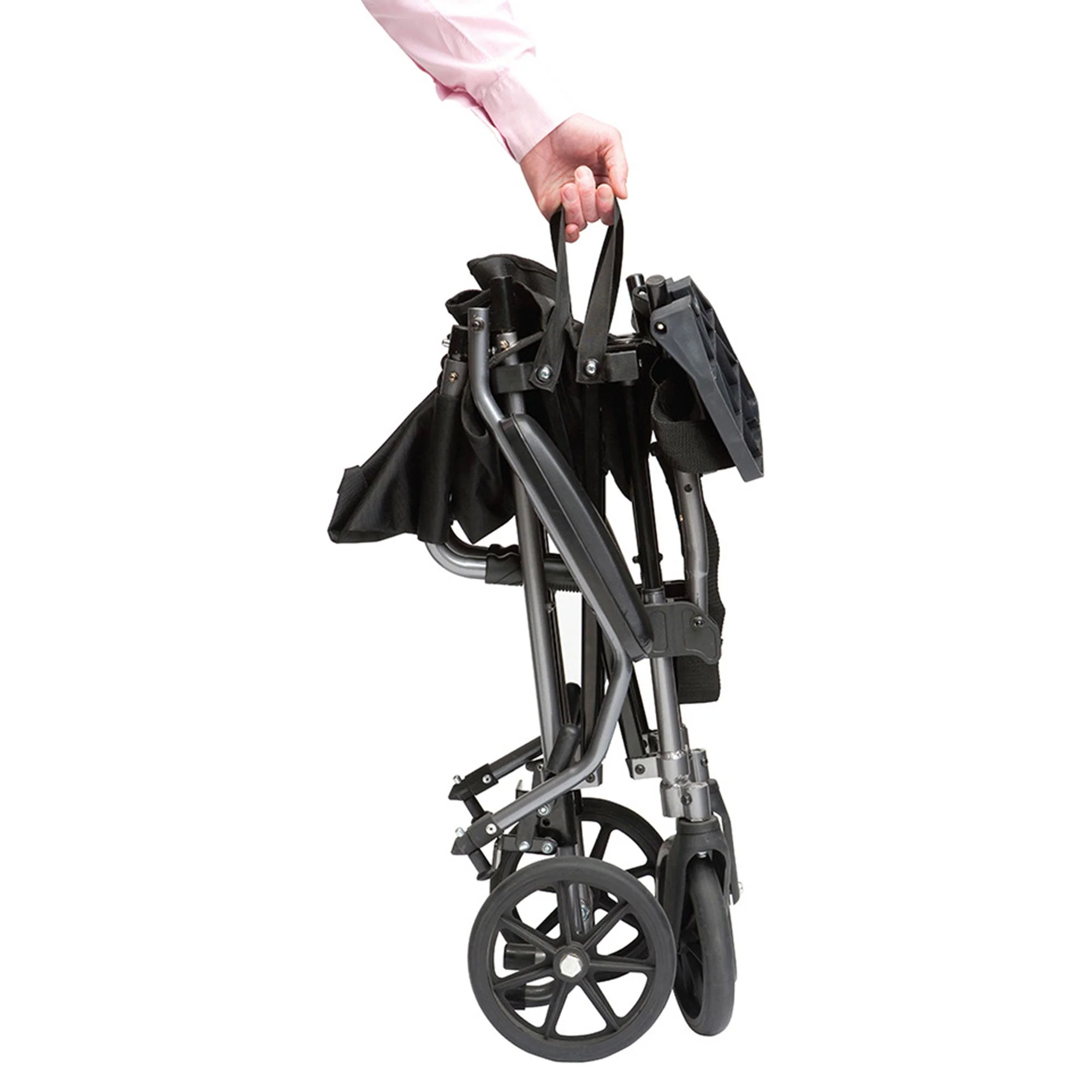 Drive Medical Travelite Aluminum Frame Transport Wheelchair Chair with Carry Bag - Image 4