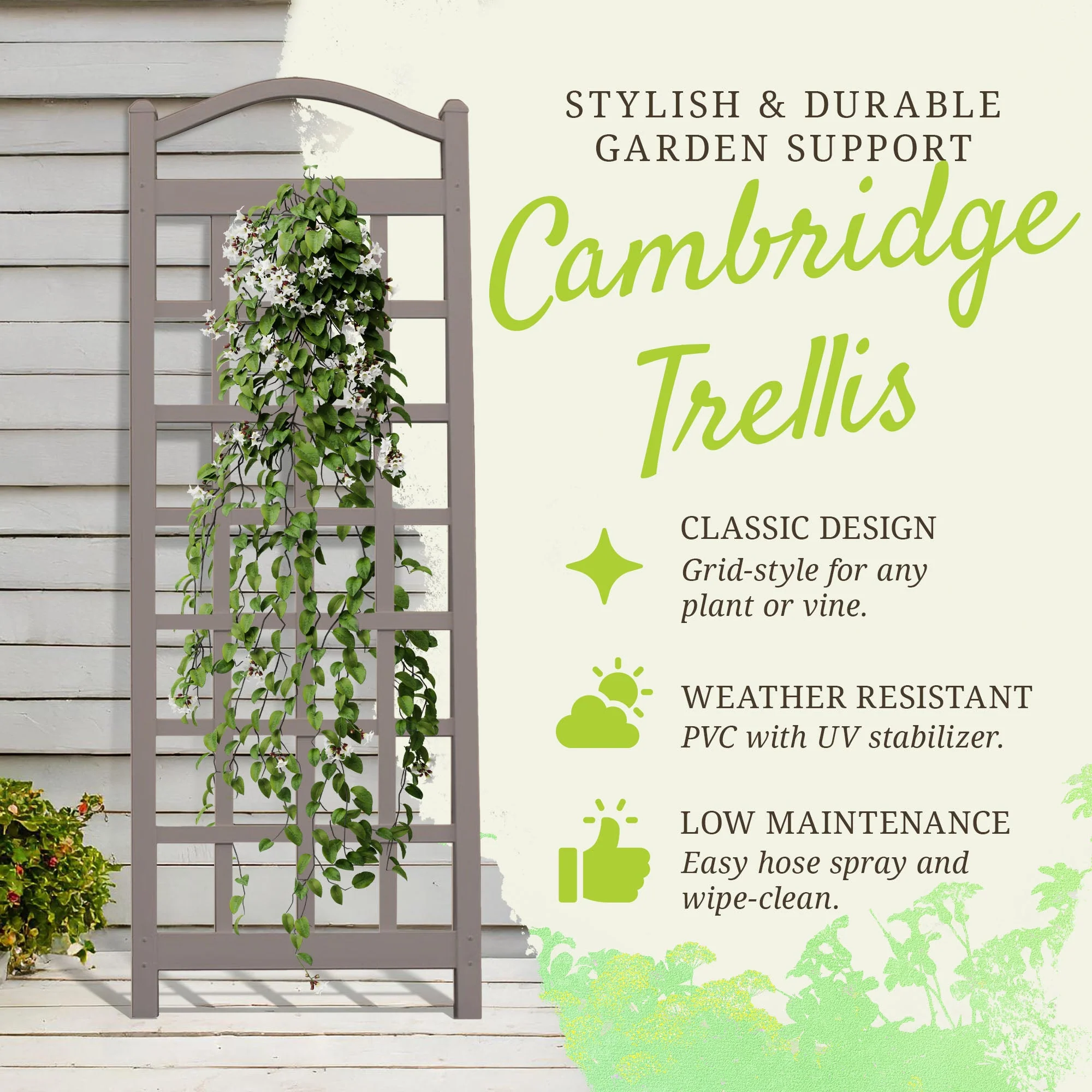 Dura-Trel Cambridge 28 x 75 Inch PVC Vinyl Outdoor Garden Patio Trellis, Mocha - Image 2