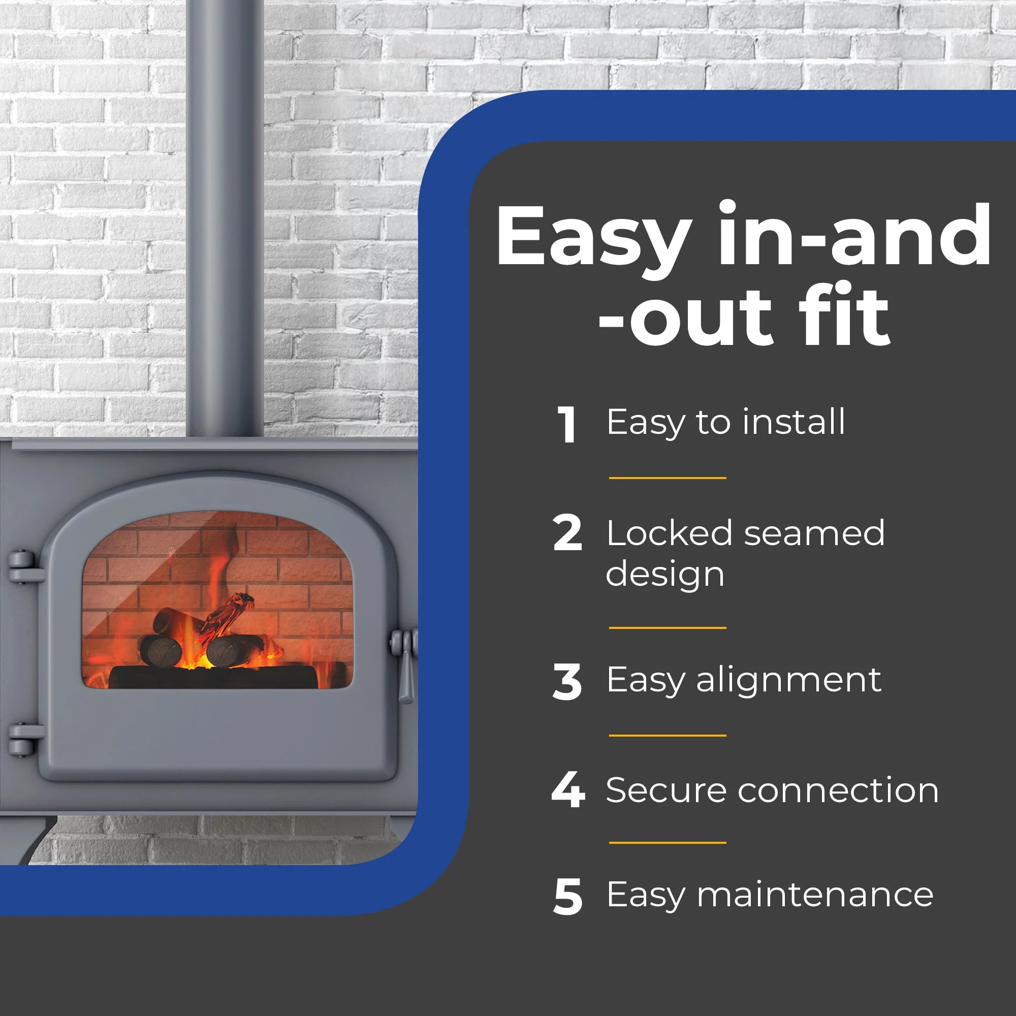 DuraVent 6DBK-TL DuraBlack Telescoping Adjustable Finishing Stove Pipe, 6 Inch - Image 4