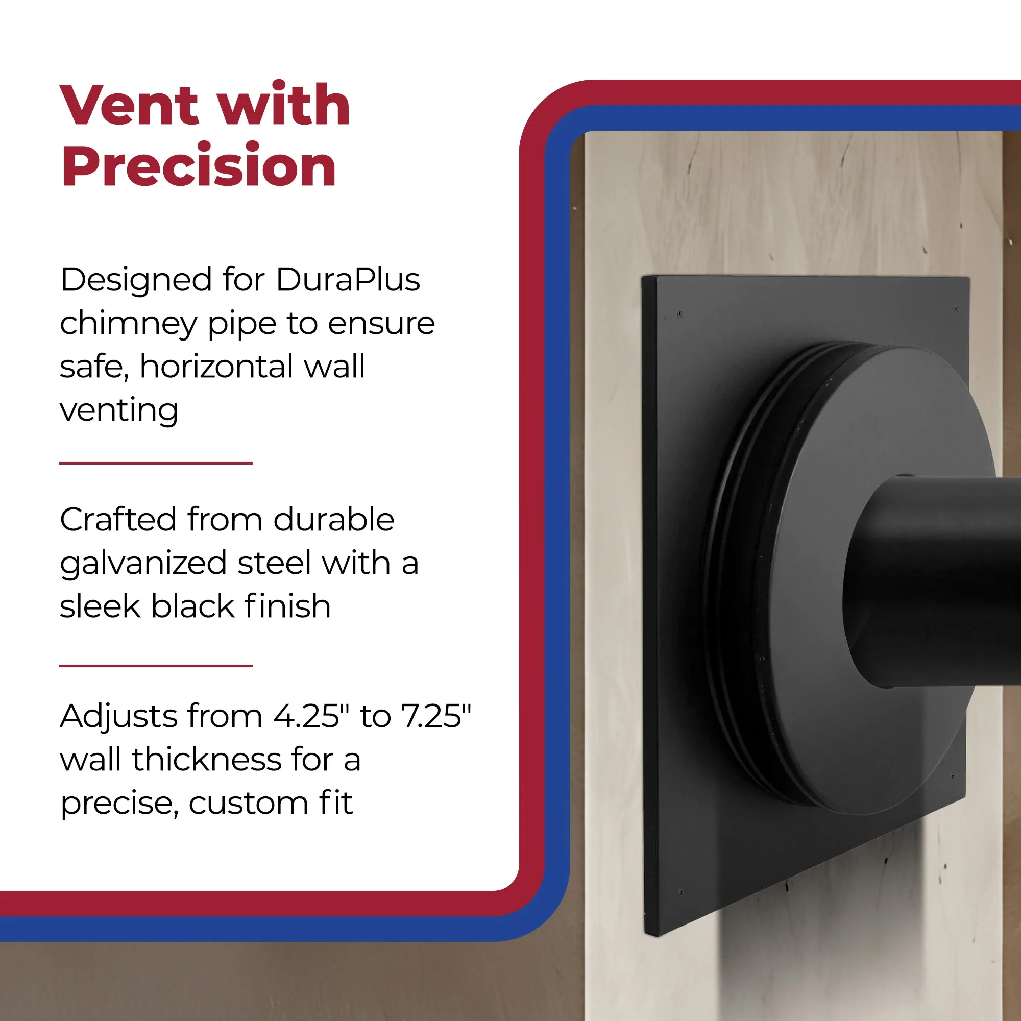 DuraVent 6DP-WT 6 Inch Galvanized Steel Wall Thimble for Chimney Pipe, Black - Image 3