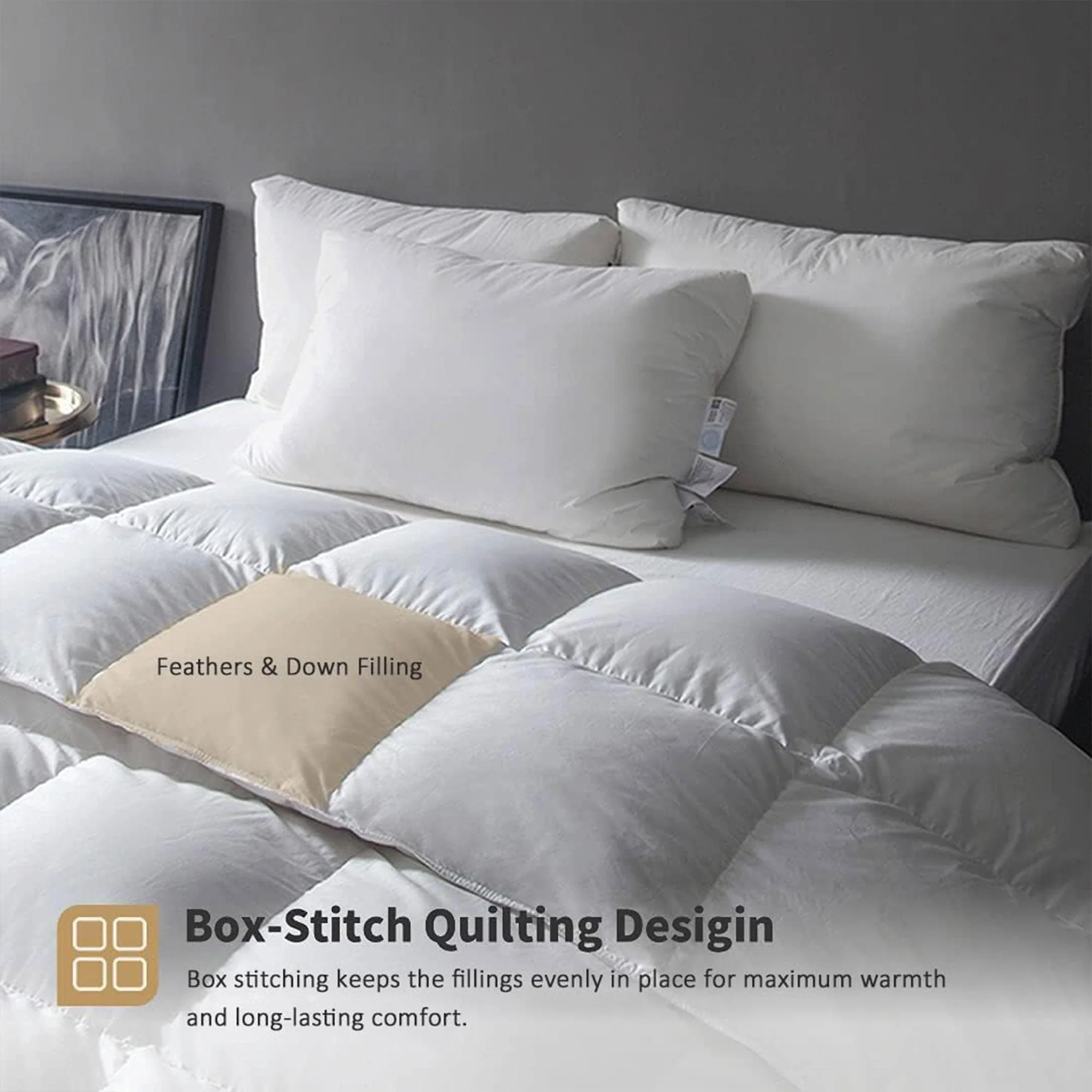 DWR Queen Sized 90 x 90” Breathable Duvet Insert for All Season Bedding, White - Image 5