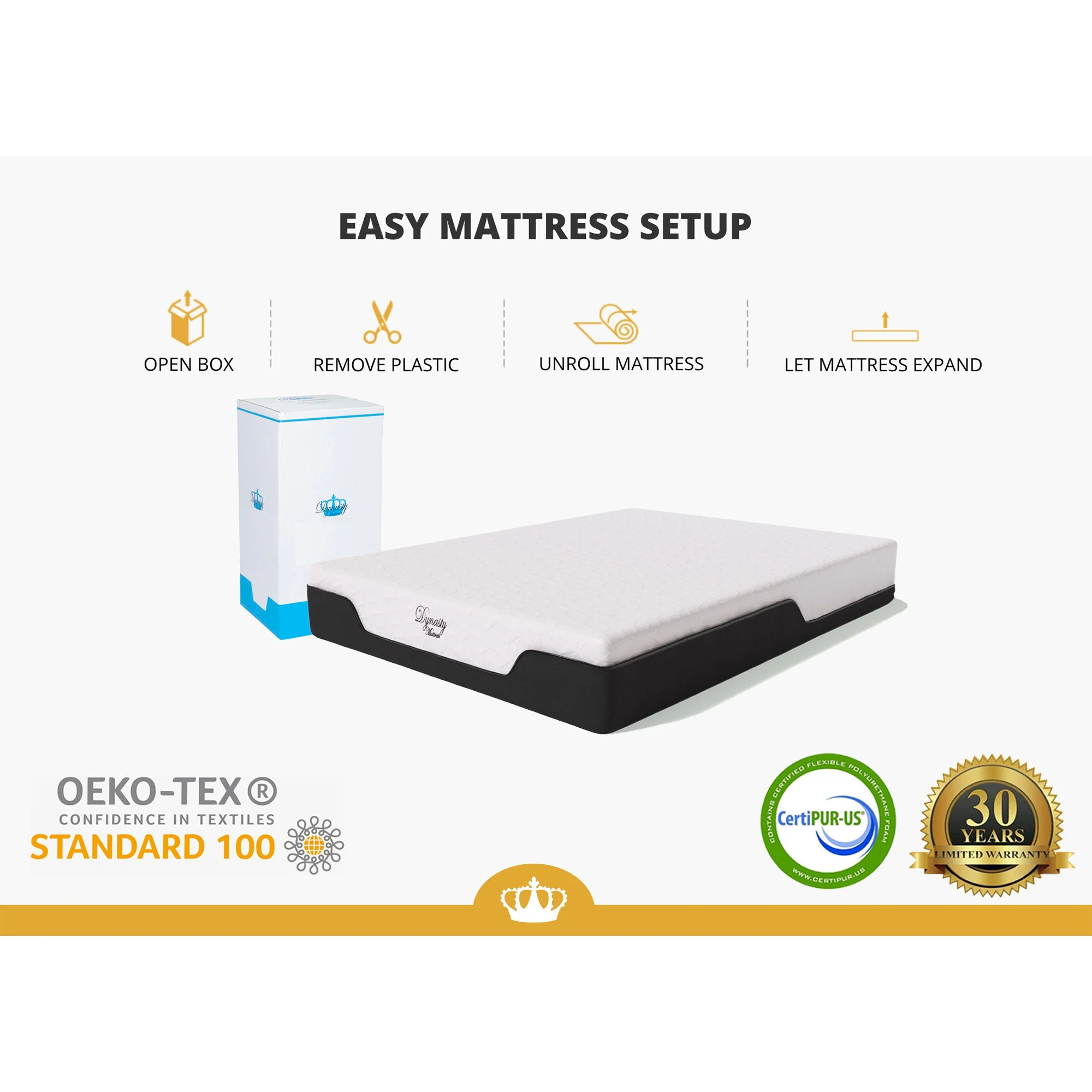 Dynasty Mattress 10 Inch CoolBreeze Gel Memory Foam Mattress with Cover, King - Image 6