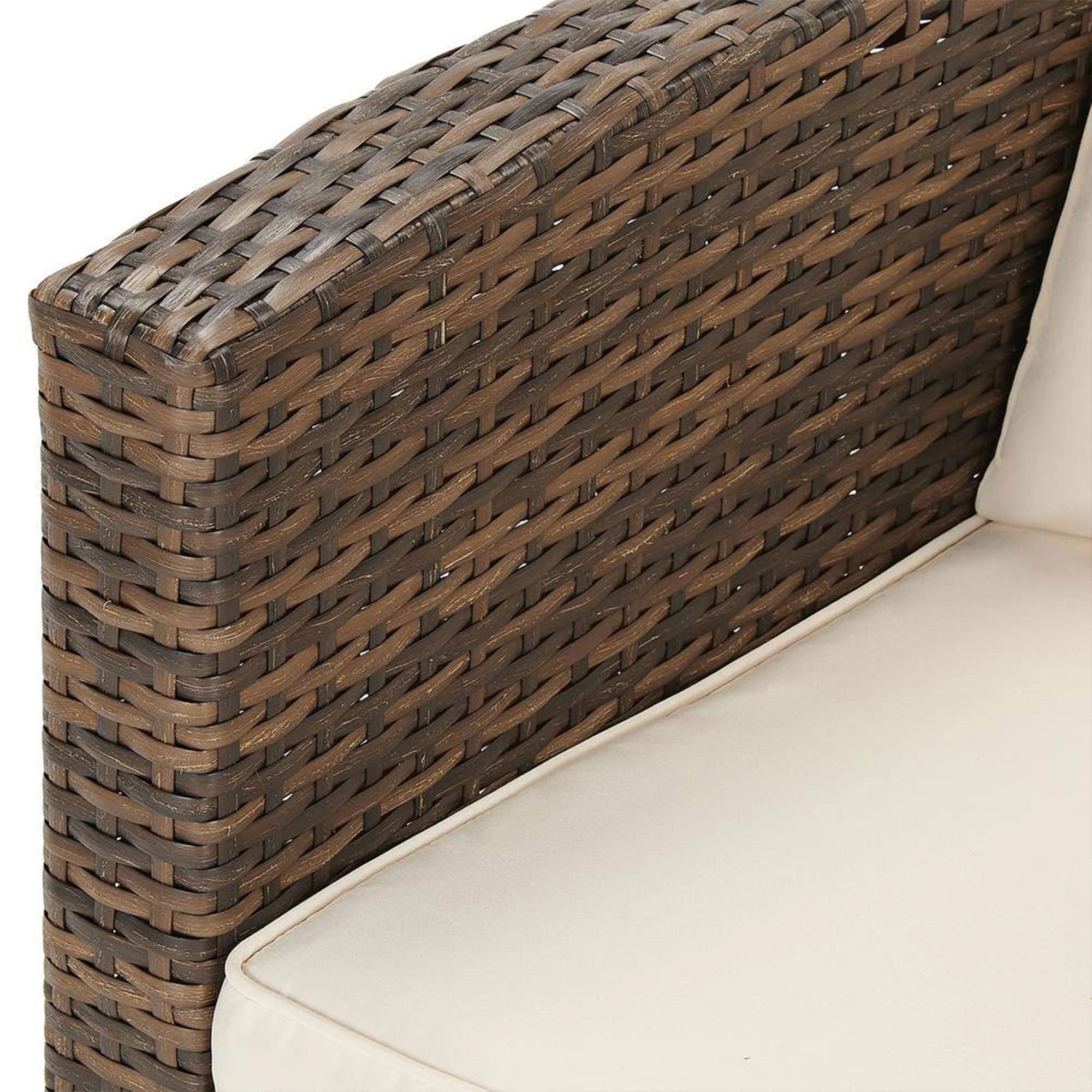 Edyo Living 6-Piece Brown Wicker Patio Furniture Conversation Seating Set, Beige - Image 8