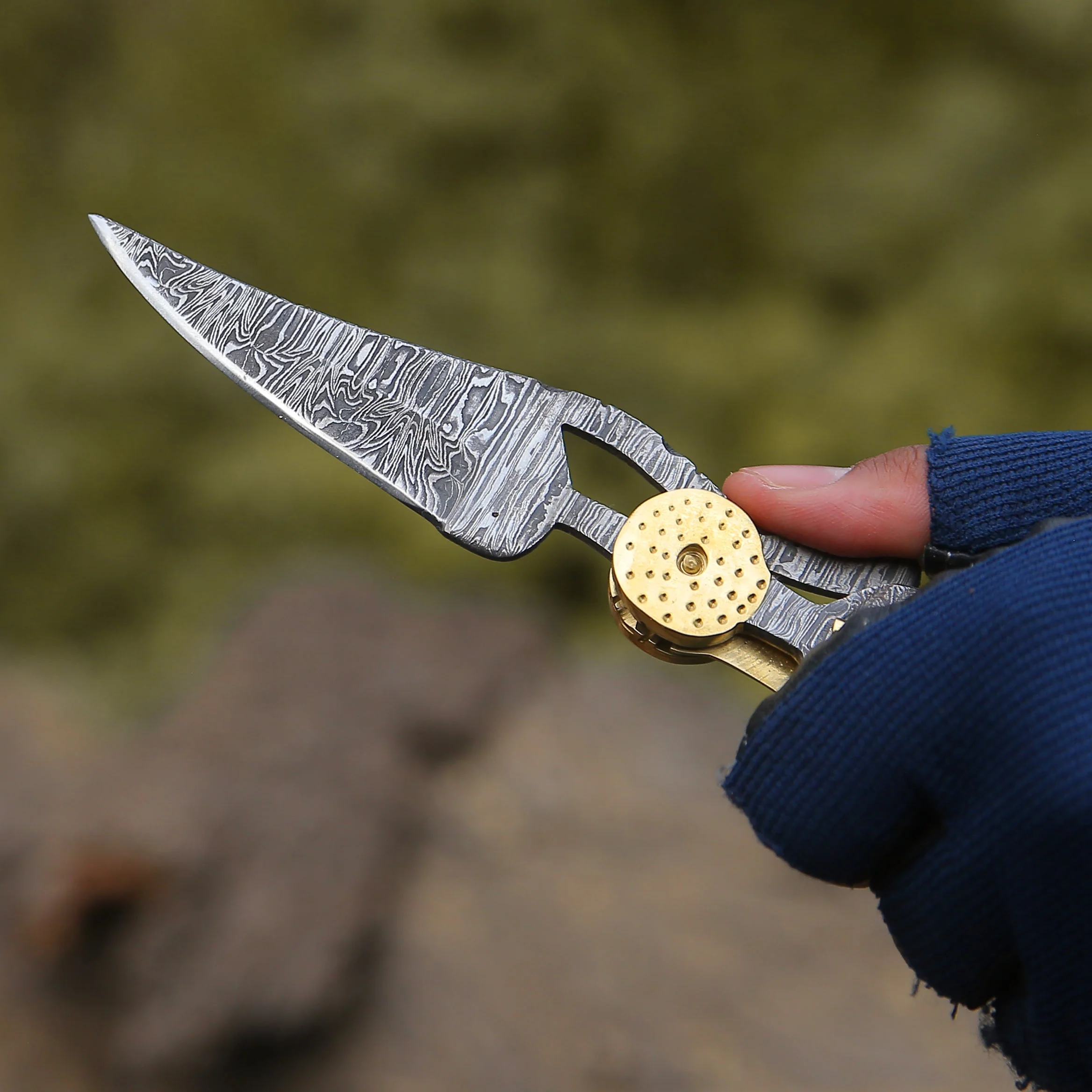 Elegance Handmade Personalized Damascus Folding Hunting Knife with Damascus Handle - Image 2