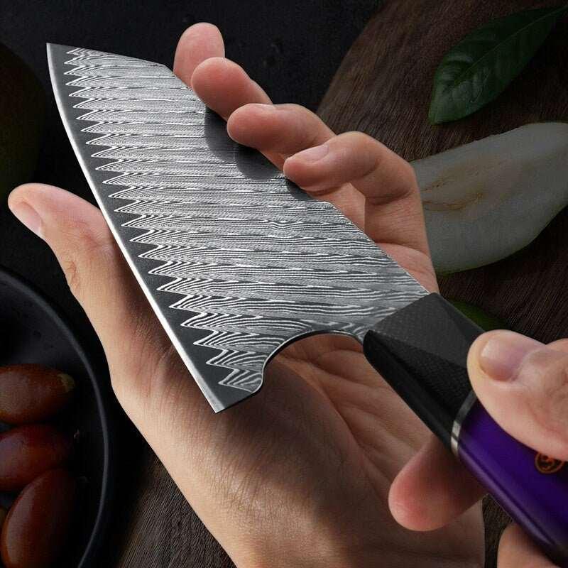 Elite Series VG10 Damascus Knife Set with Burl Wood Handles - Image 4