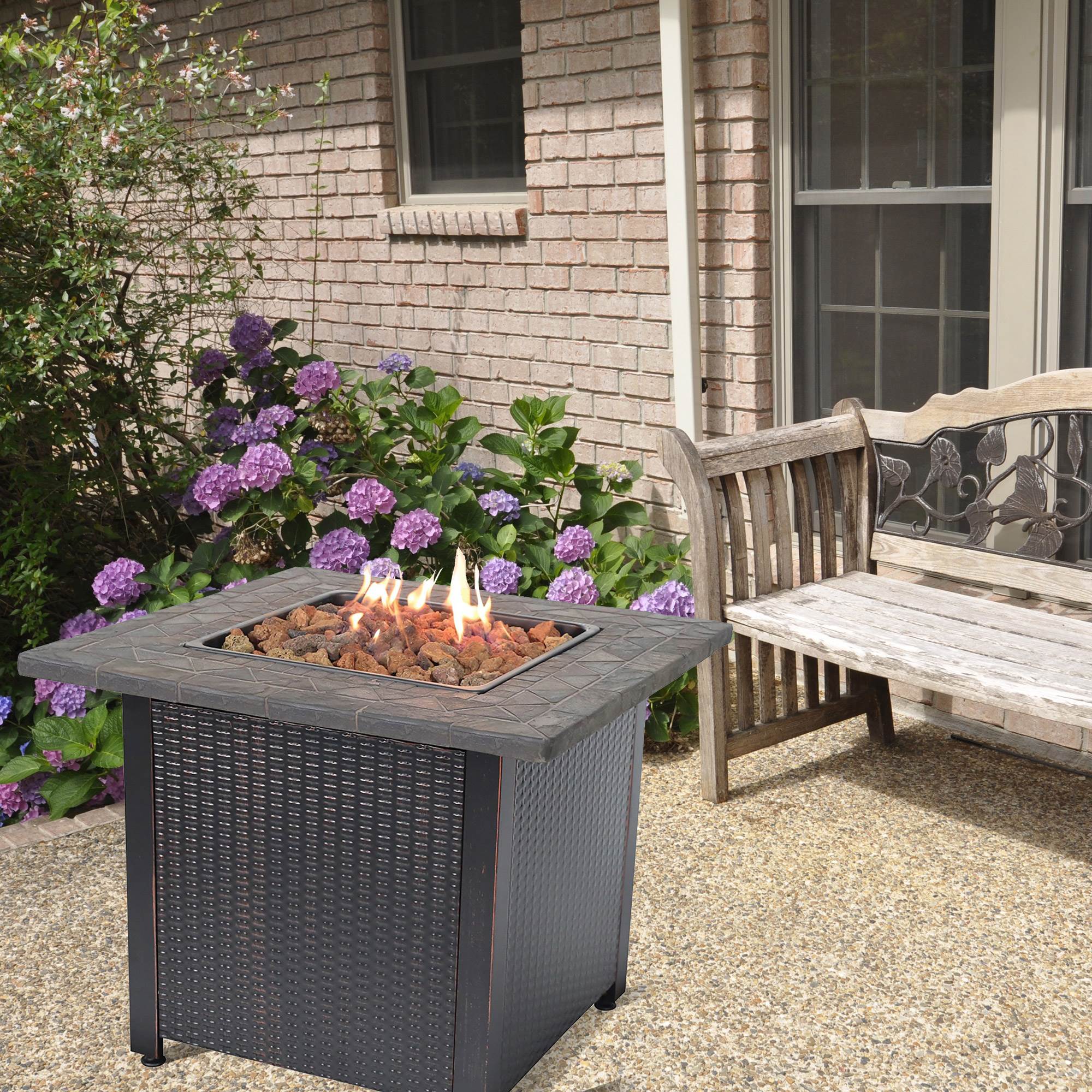 Endless Summer 30 inch Gas Firepit with Lava Rock and Real Slate Mantel (2 Pack) - Image 7