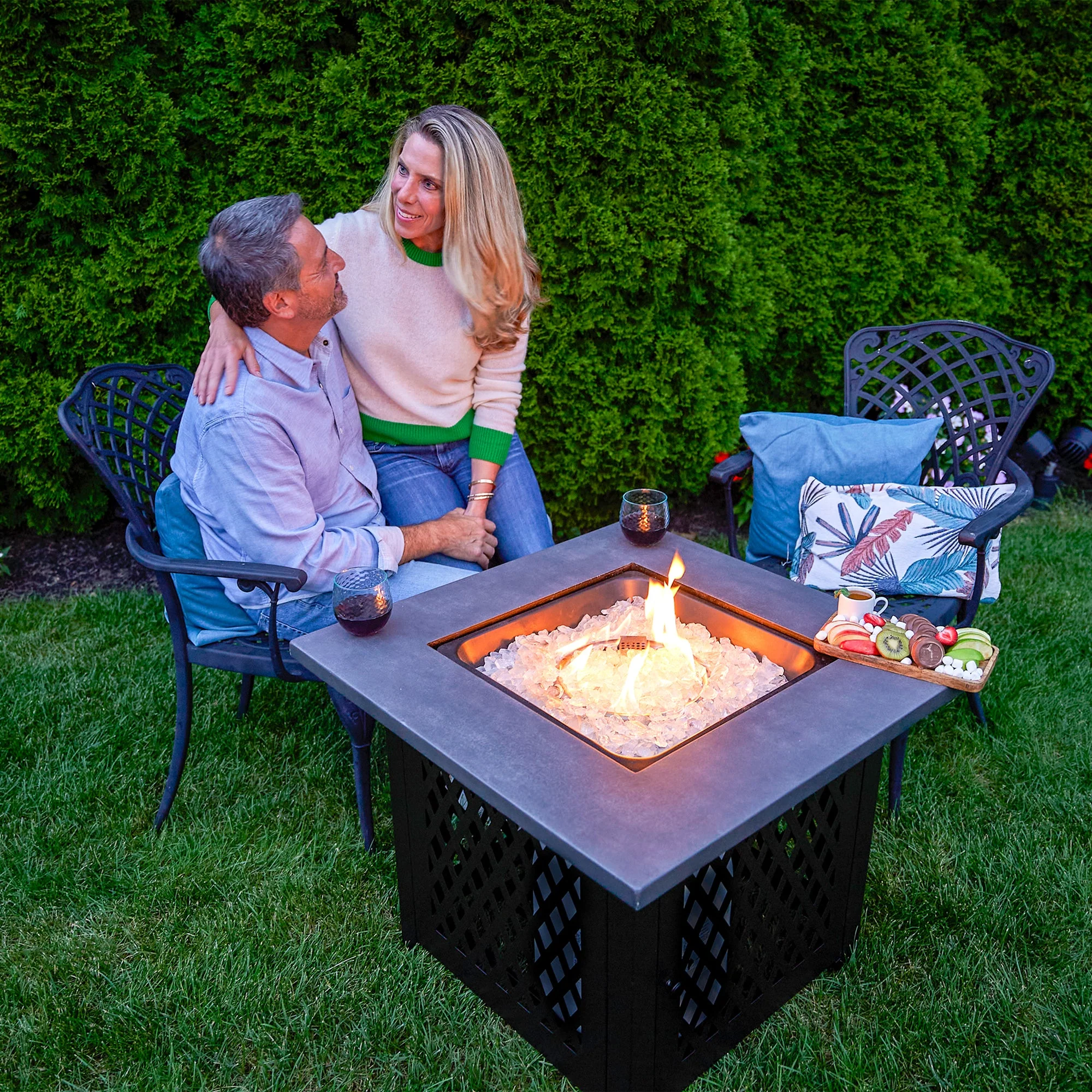 Endless Summer Charles 30 Inch Square Outdoor UV Printed LP Gas Fire Pit Table - Image 3