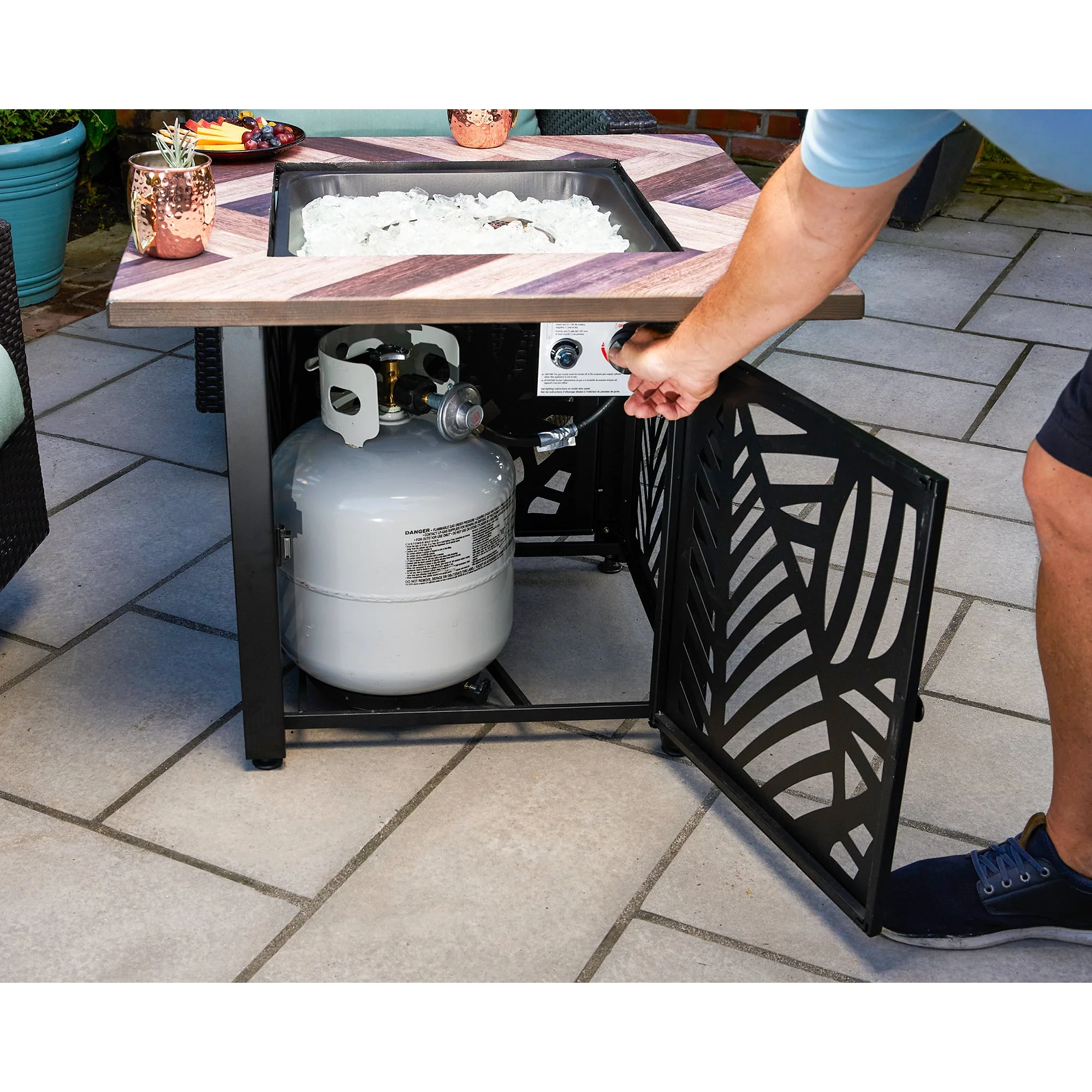Endless Summer Darby 30 Inch Square Outdoor UV Printed LP Gas Fire Pit Table - Image 4