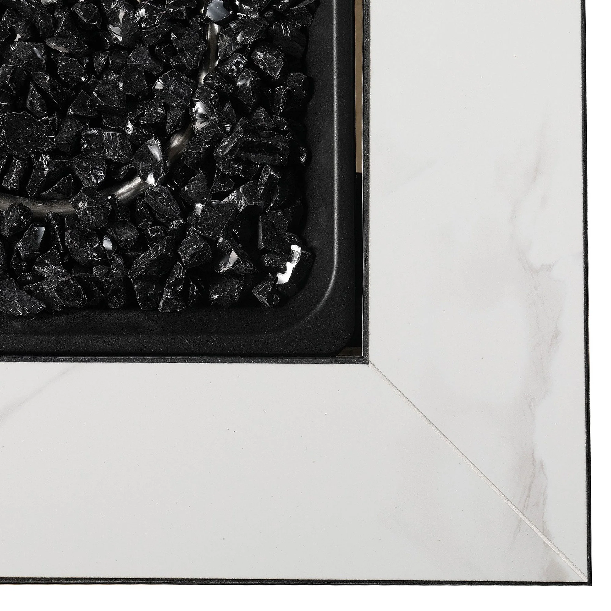 Endless Summer Outdoor Fire Pit Table with Faux Marble Finish, Black Glass - Image 9