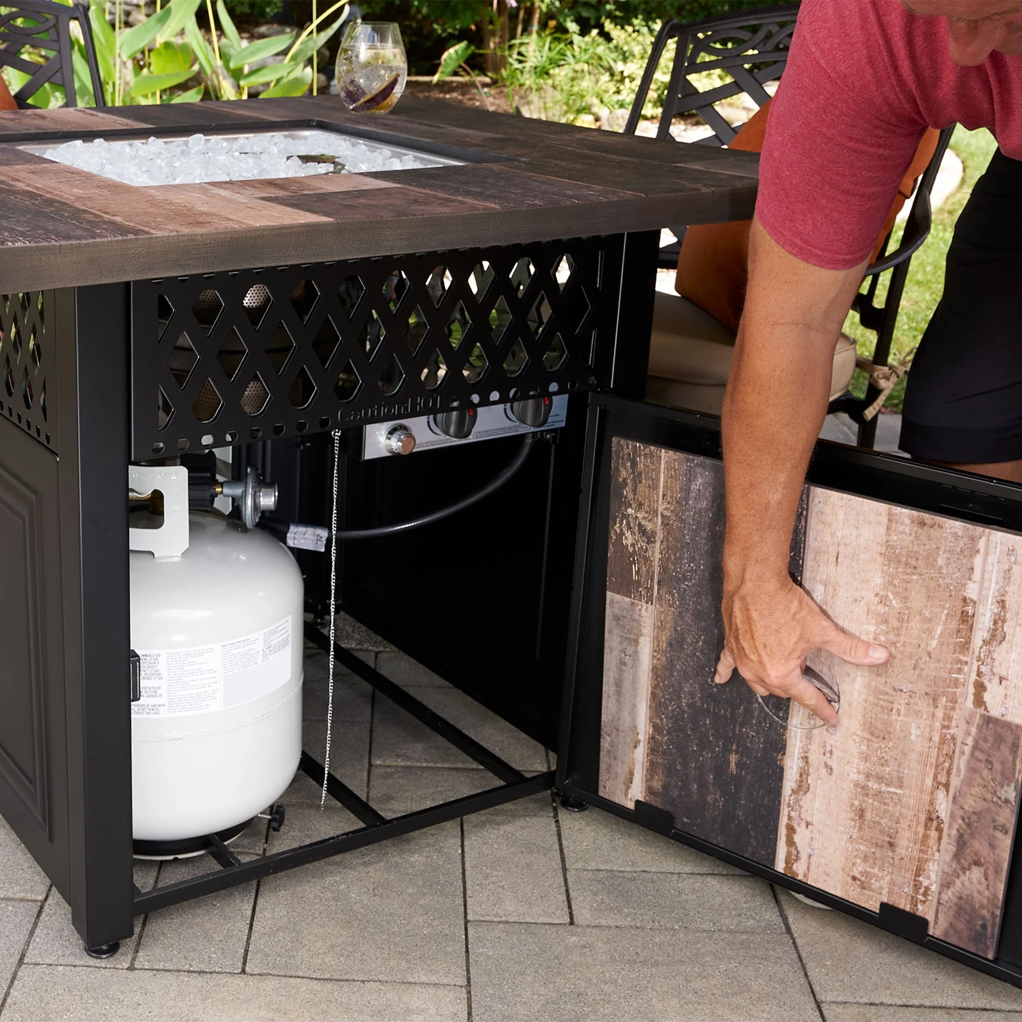 Endless Summer Piper 38" Square UV Printed LP DualHeat Gas Fire Pit Table - Image 12