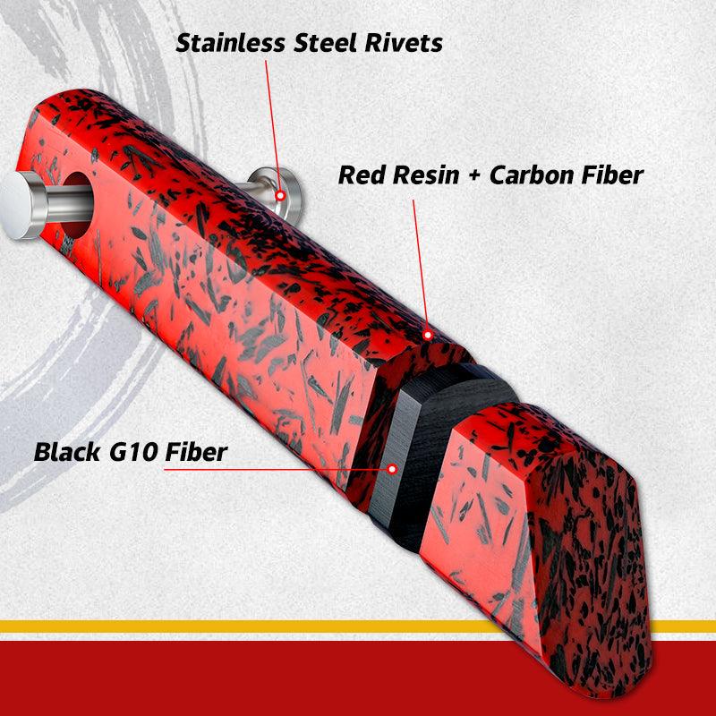 Epical Copper Damascus Chef Knife with Carbon Fiber Handle & Sheath - Image 7