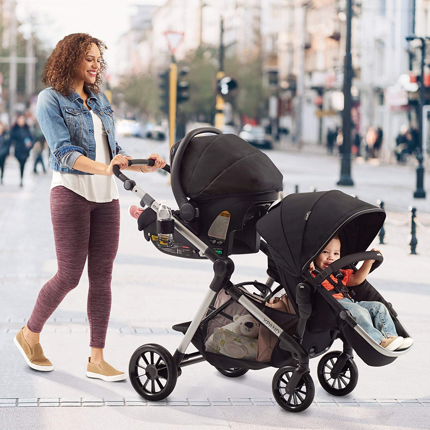 Evenflo Pivot Xpand Baby Stroller & SafeMax Infant Car Seat Travel System, Black - Image 5