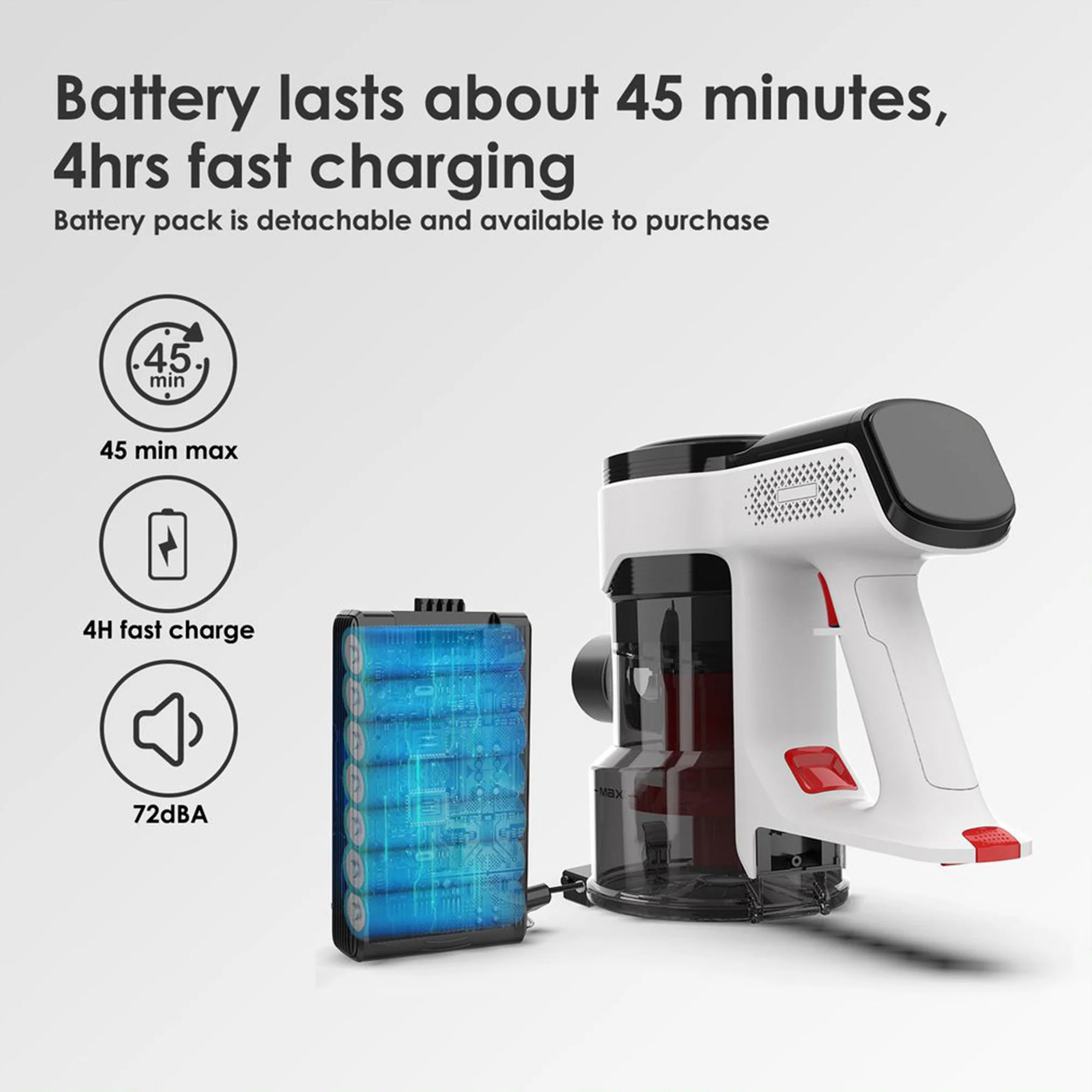 Evereze Cordless Vacuum Cleaner with 45 Minute Runtime and 1.1 Qt Large Dust Cup - Image 3