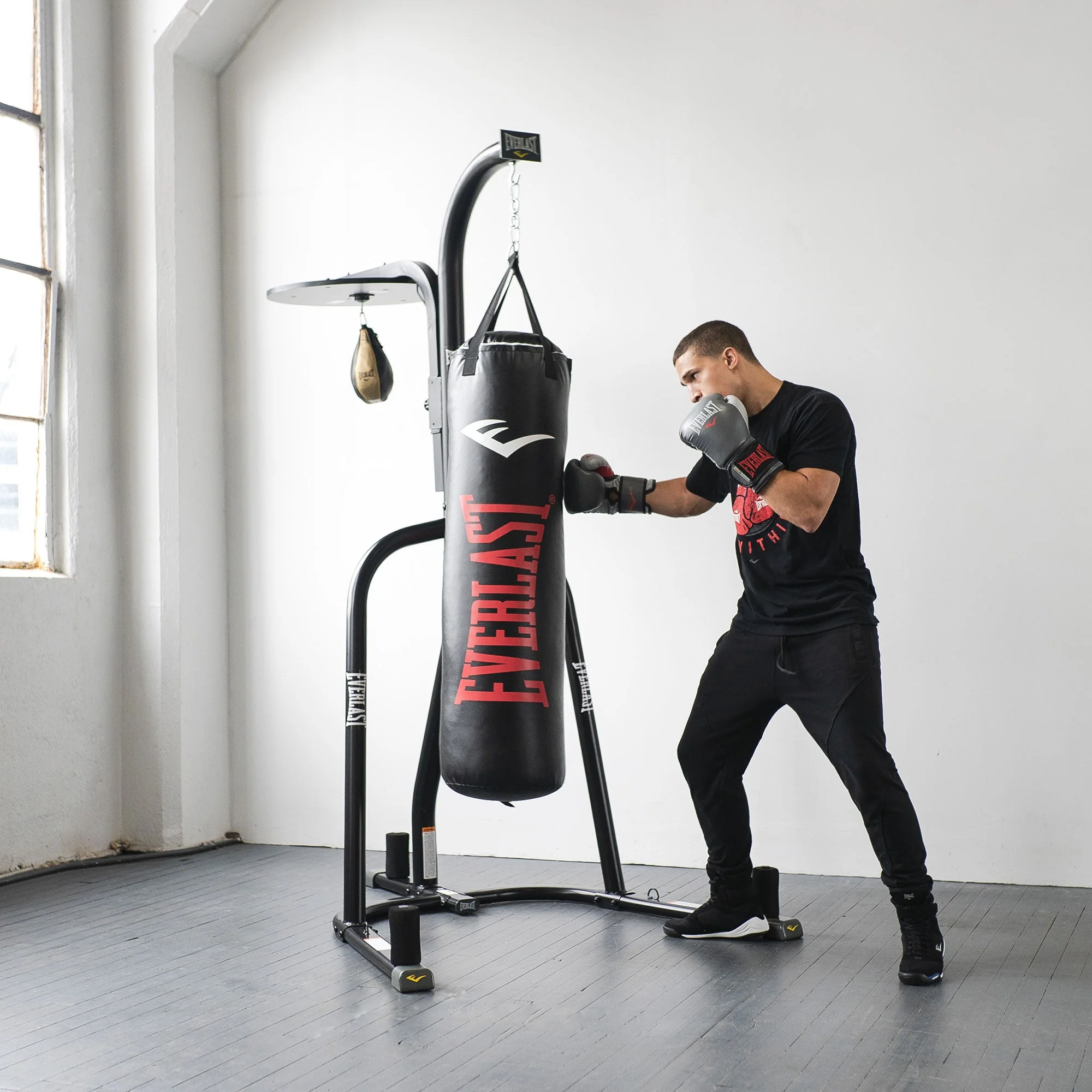 Everlast 2 Station Dual Heavy Duty Powder Coated Steel Heavy and Speed Bag Stand - Image 4