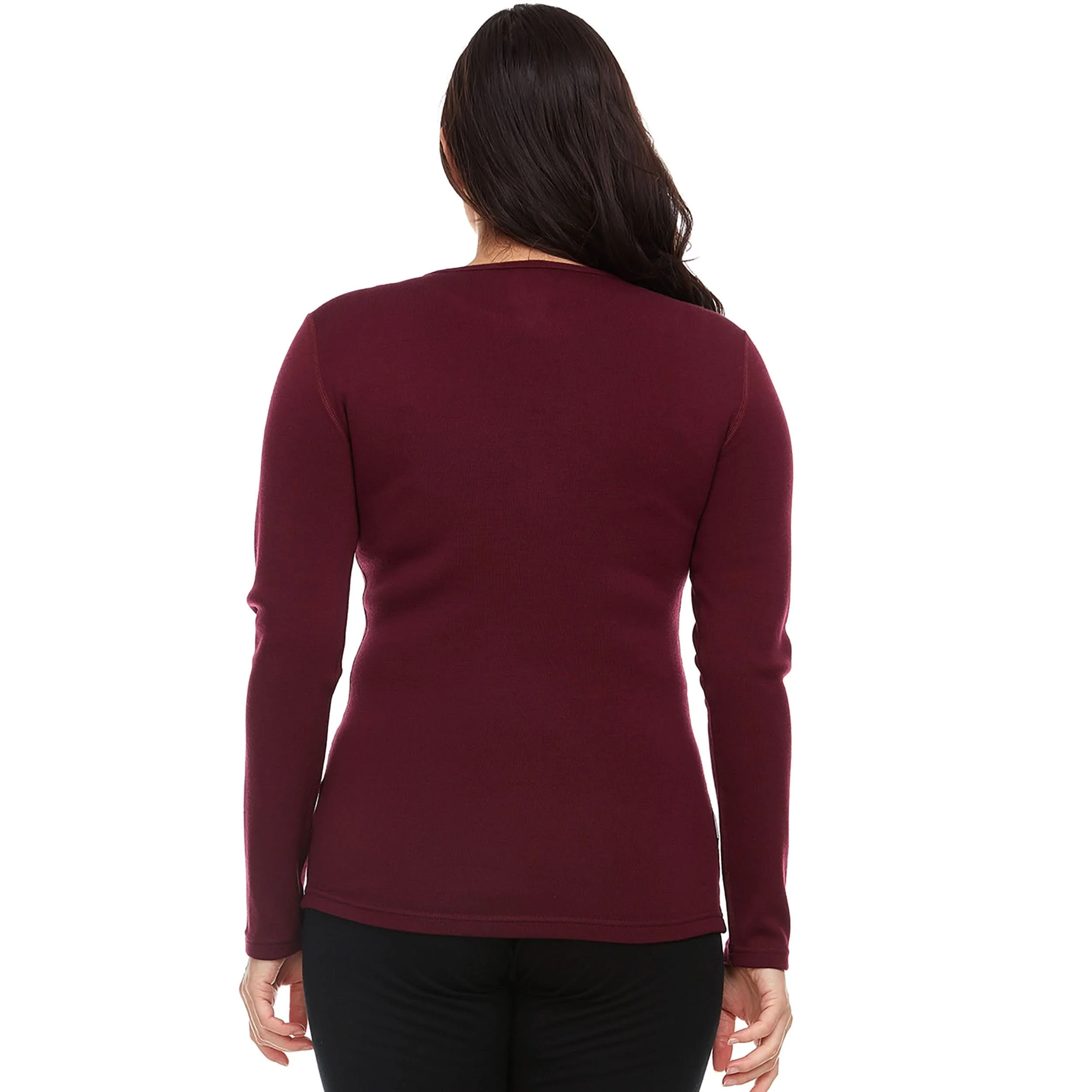 Heavyweight Women's Wool Crew Top Thermal Base Layer - 100% Merino Wool - Image 2