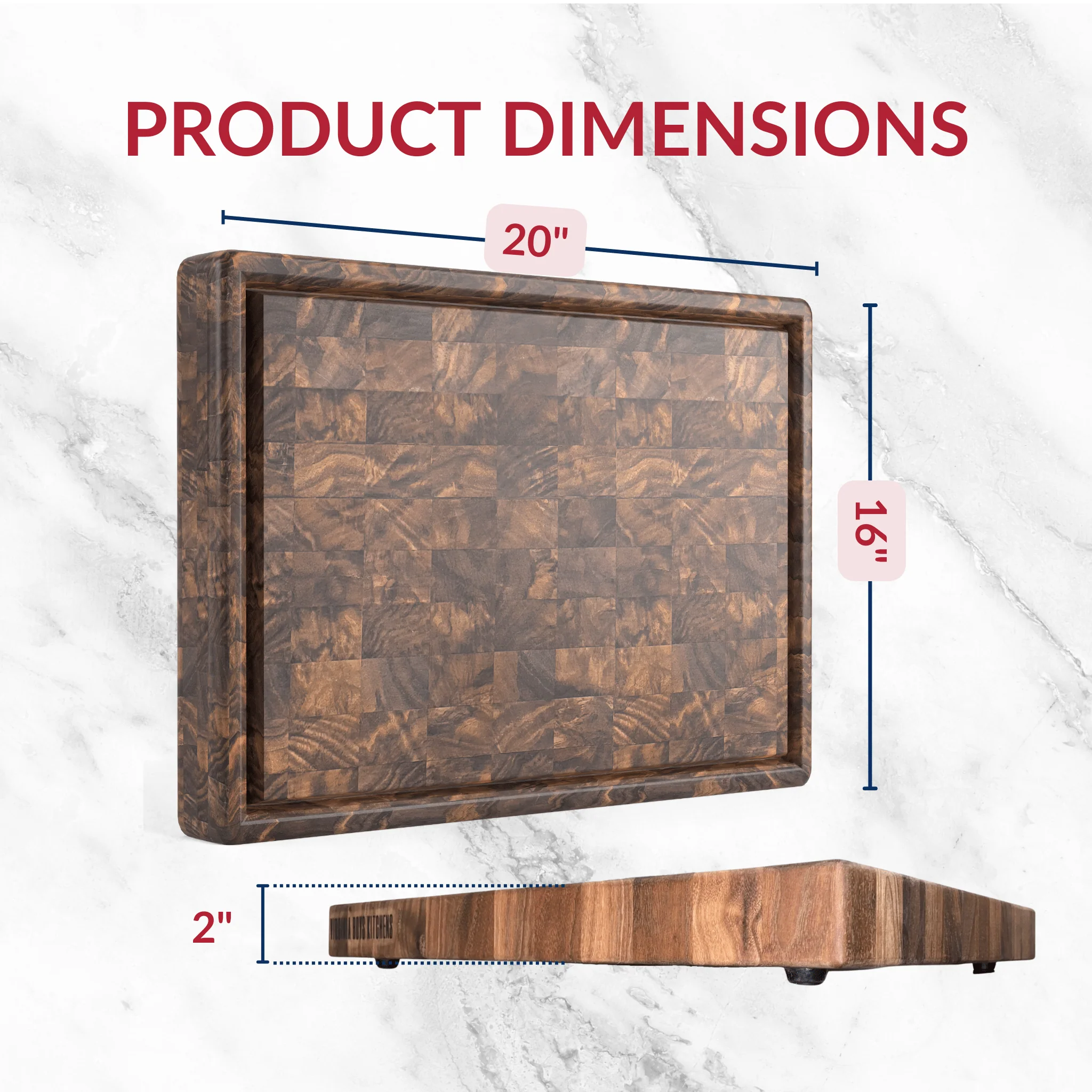 Extra Large Walnut Wood End Grain Butcher Block Cutting Board with Juice Groove - Image 2
