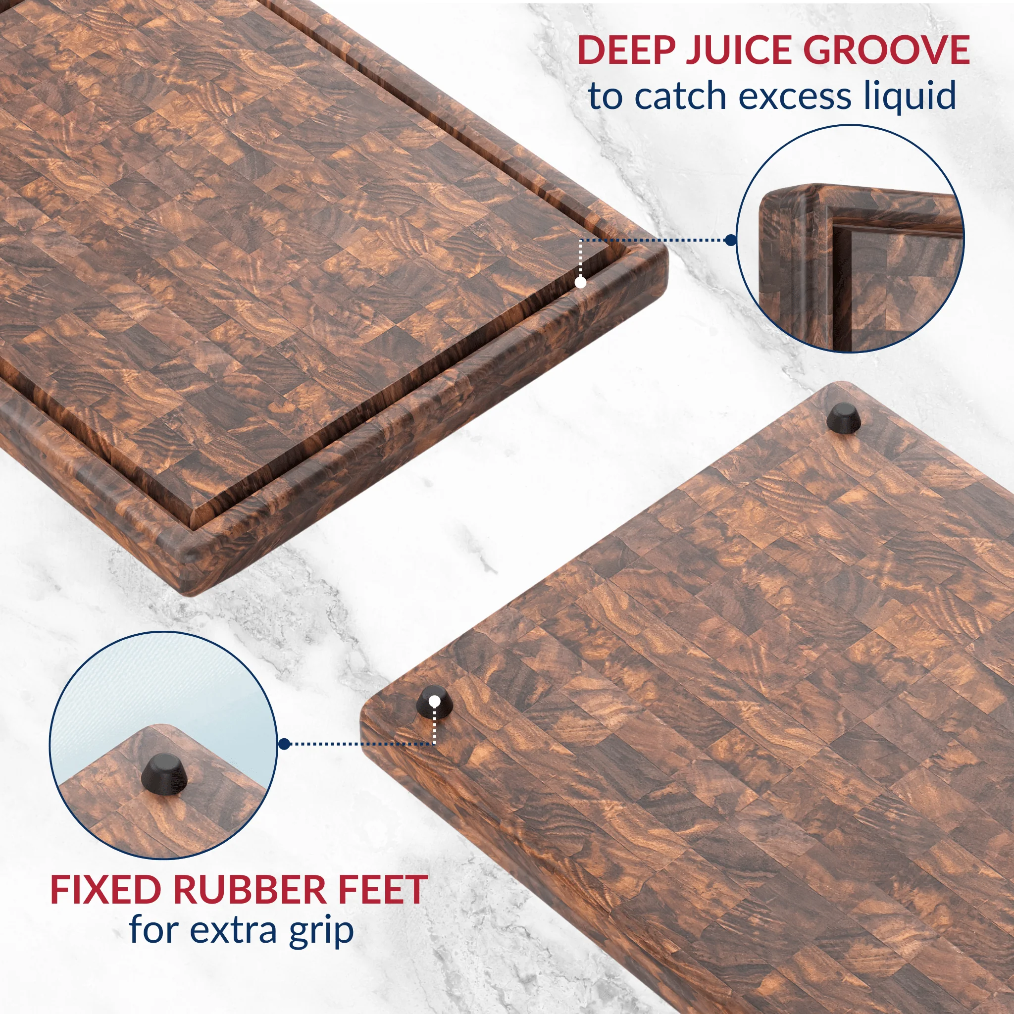 Extra Large Walnut Wood End Grain Butcher Block Cutting Board with Juice Groove - Image 8