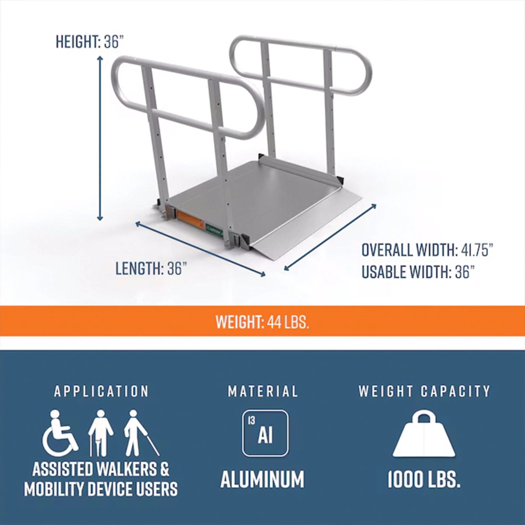 EZ-ACCESS GATEWAY 3G 3 Foot Solid Surface Aluminum Portable Wheelchair Ramp - Image 2