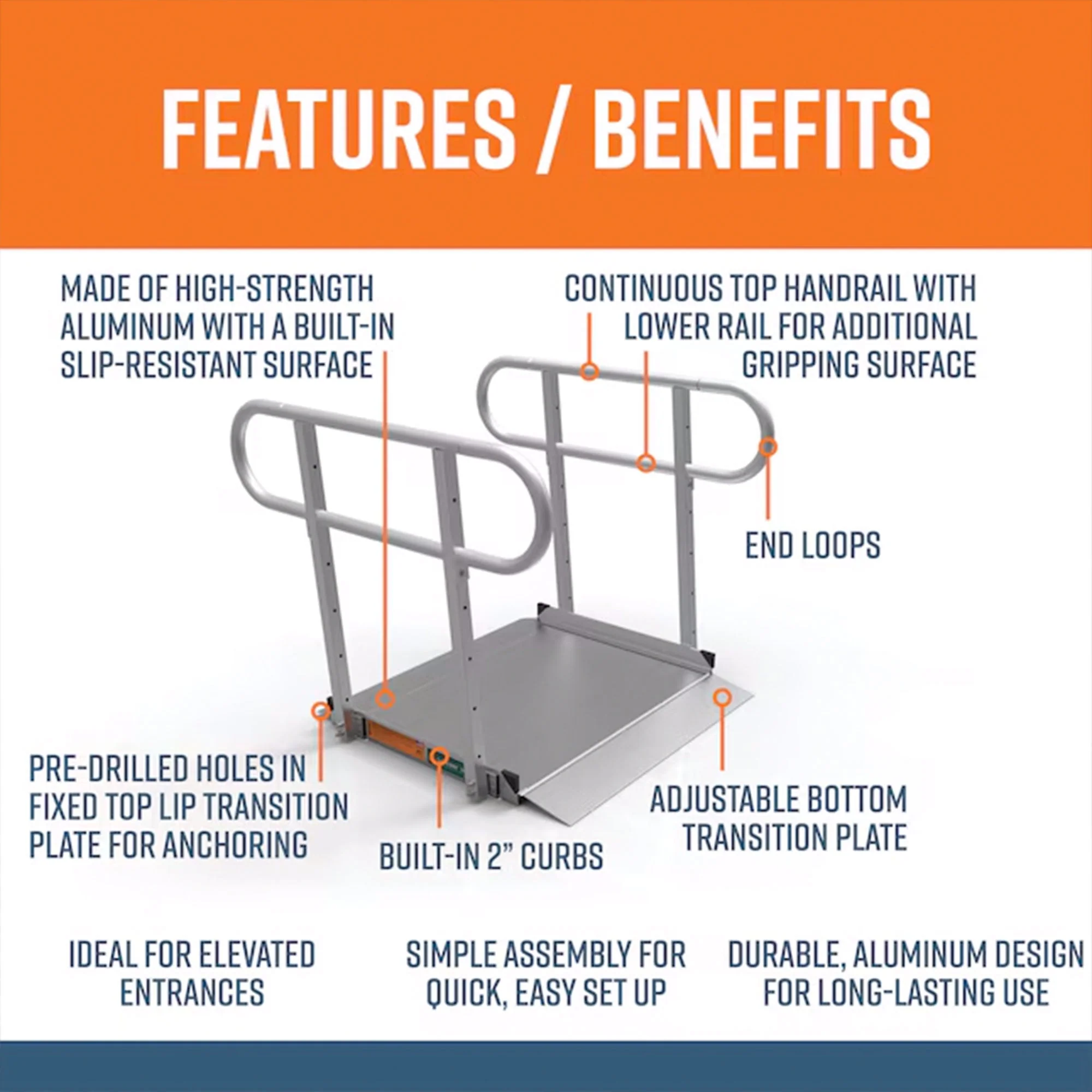 EZ-ACCESS GATEWAY 3G 3 Foot Solid Surface Aluminum Portable Wheelchair Ramp - Image 3