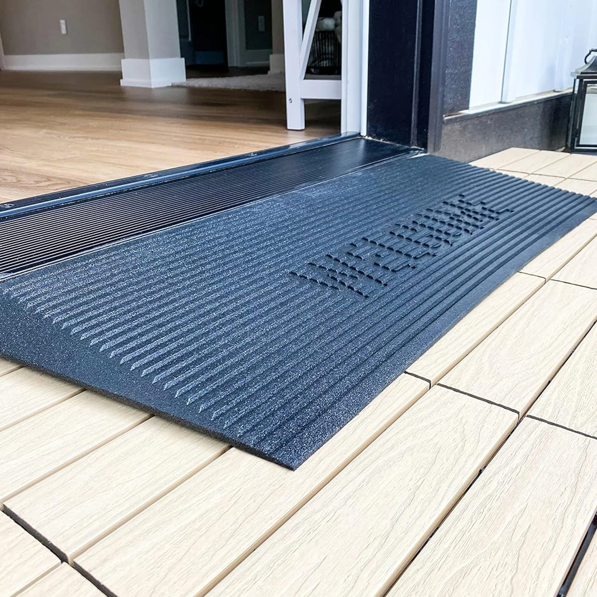 EZ-ACCESS TRANSITIONS 1.5" Rectangular Rubber Angled Welcome Entry Mat, Black - Image 6