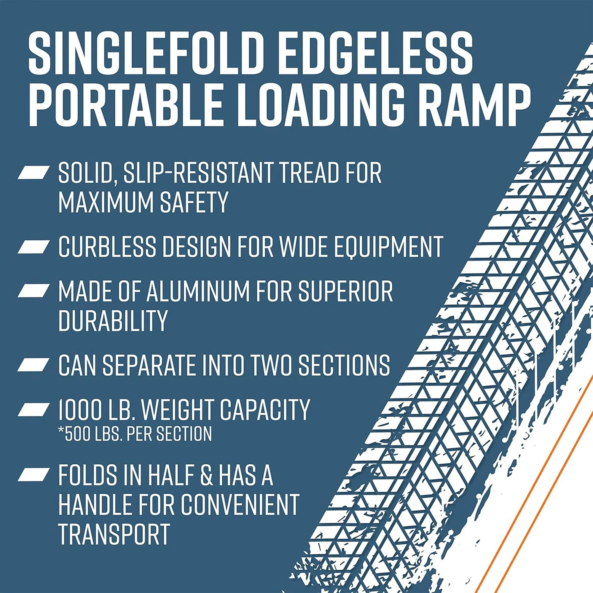 EZ-ACCESS TRAVERSE 8 Foot Singlefold Edgeless Portable Loading Ramp, Silver - Image 5