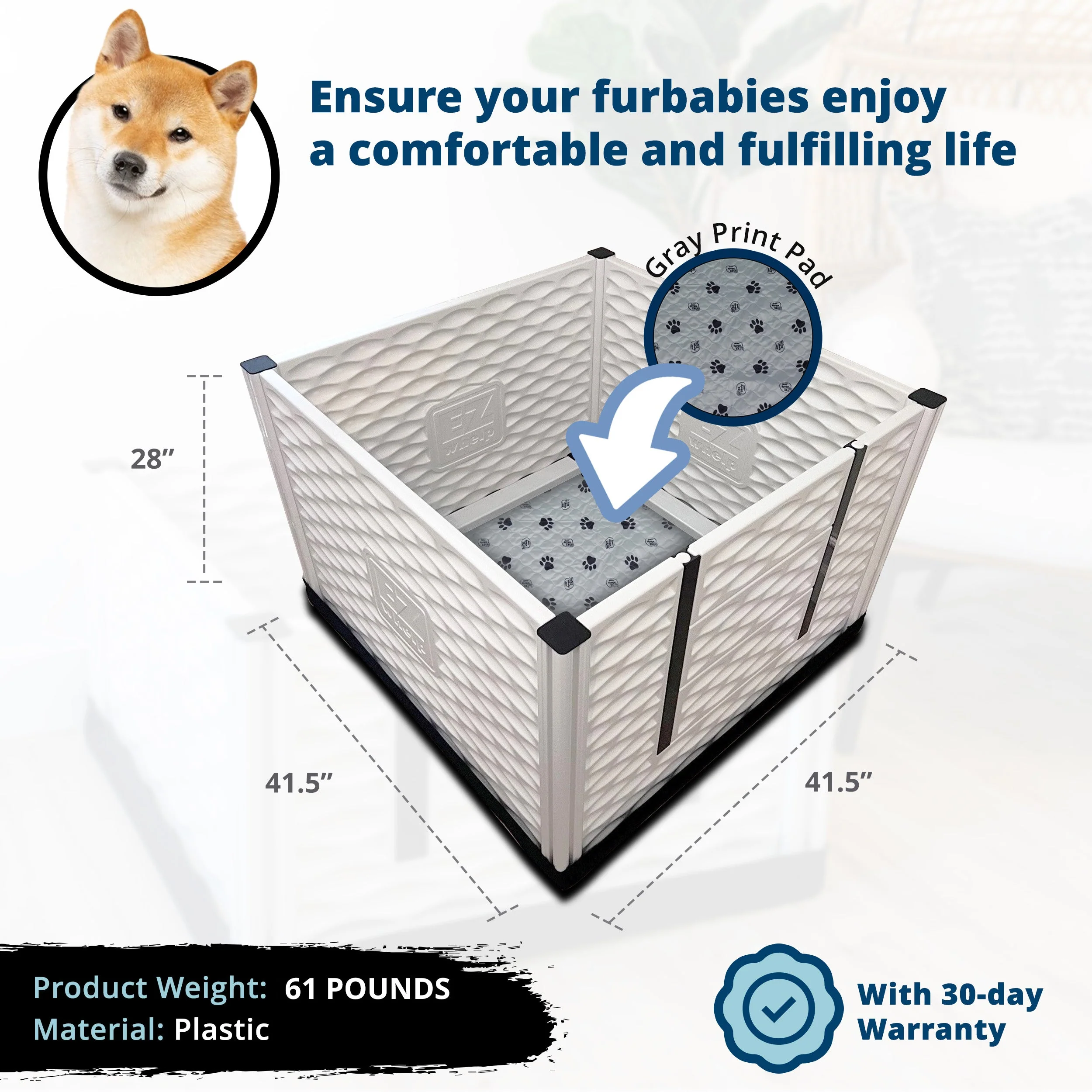 EZwhelp EZclassic 38" x 38" Dog Whelping Box Tall Playpen w/Rails & Liner, Gray - Image 5