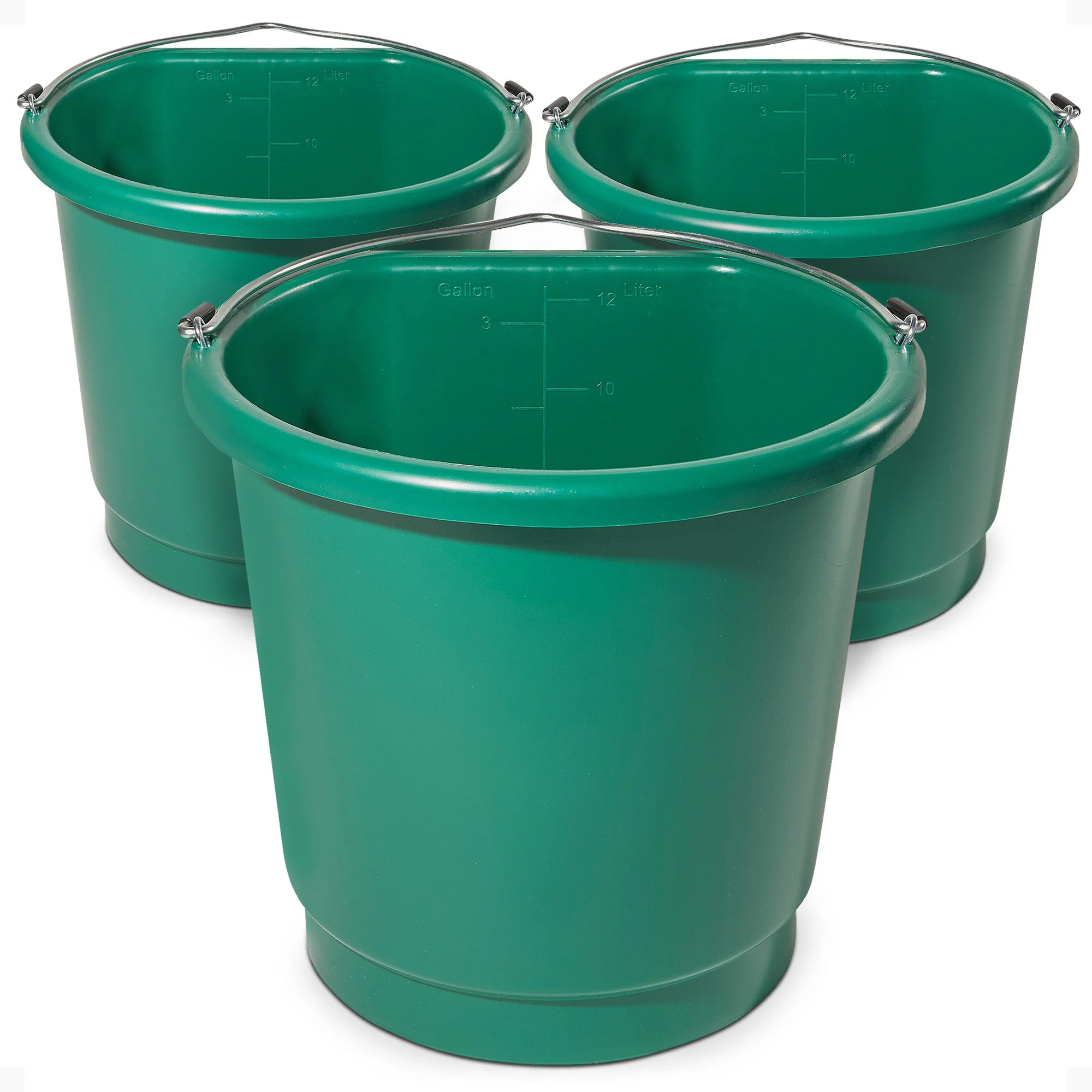 Farm Innovators 3 Gal Flat Back Plastic Heated Bucket, 70 Watt, Green (3 Pack)