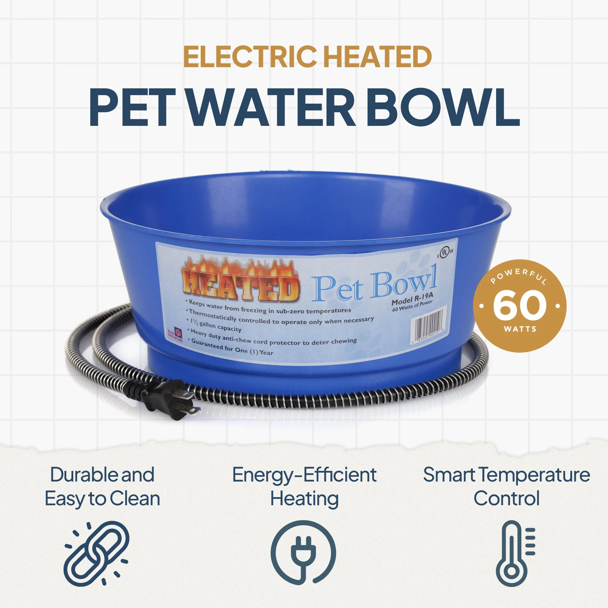 Farm Innovators 60 Watt 1.5 Gallon Electric Heated Pet Water Bowl, Blue (3 Pack) - Image 2