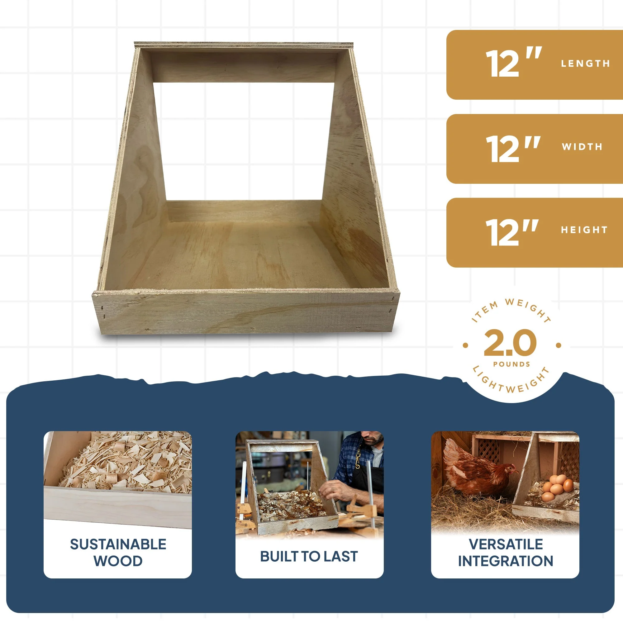 Farm Innovators Single Nesting Box for Chickens, Ducks and Birds, 3 Pack, Brown - Image 4