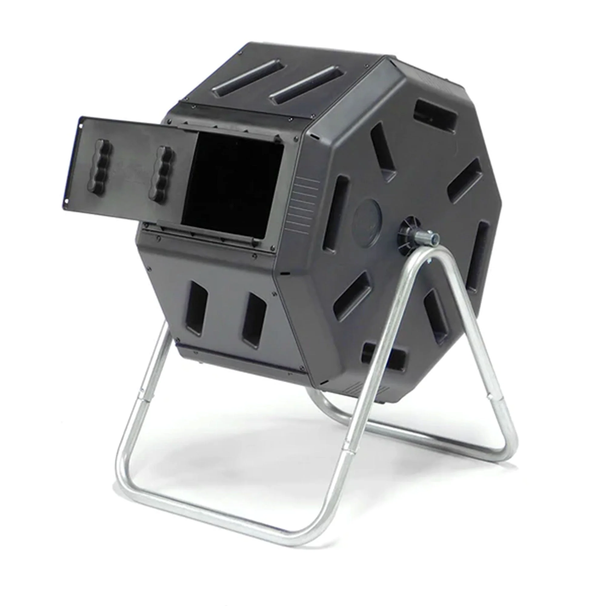FCMP Outdoor 22.5 Gallon Tumbling Composter Waste Bin with Aeration Holes, Black - Image 4