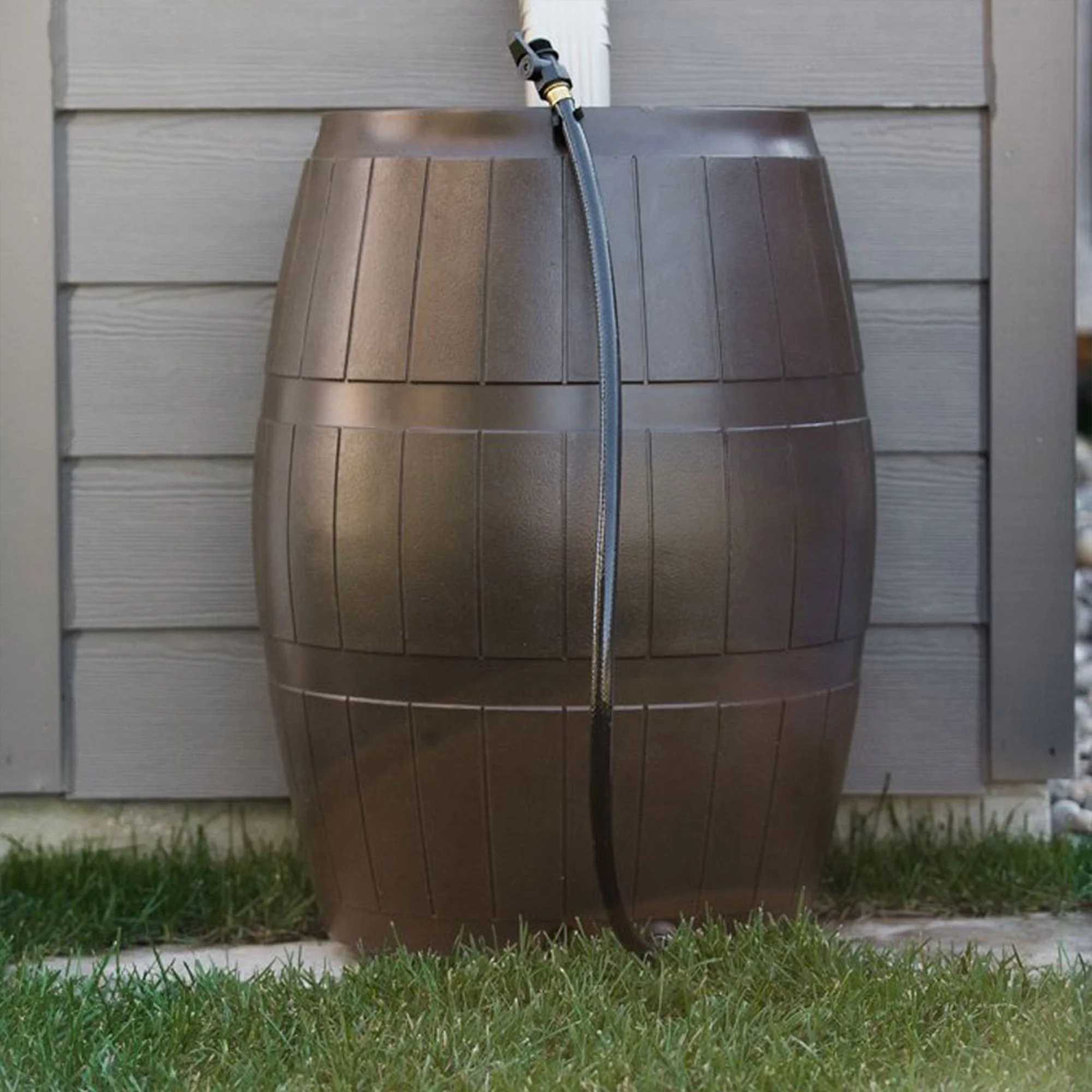 FCMP Outdoor 50-Gallon BPA Free Home Rain Water Catcher Barrel, Brown (4 Pack) - Image 9