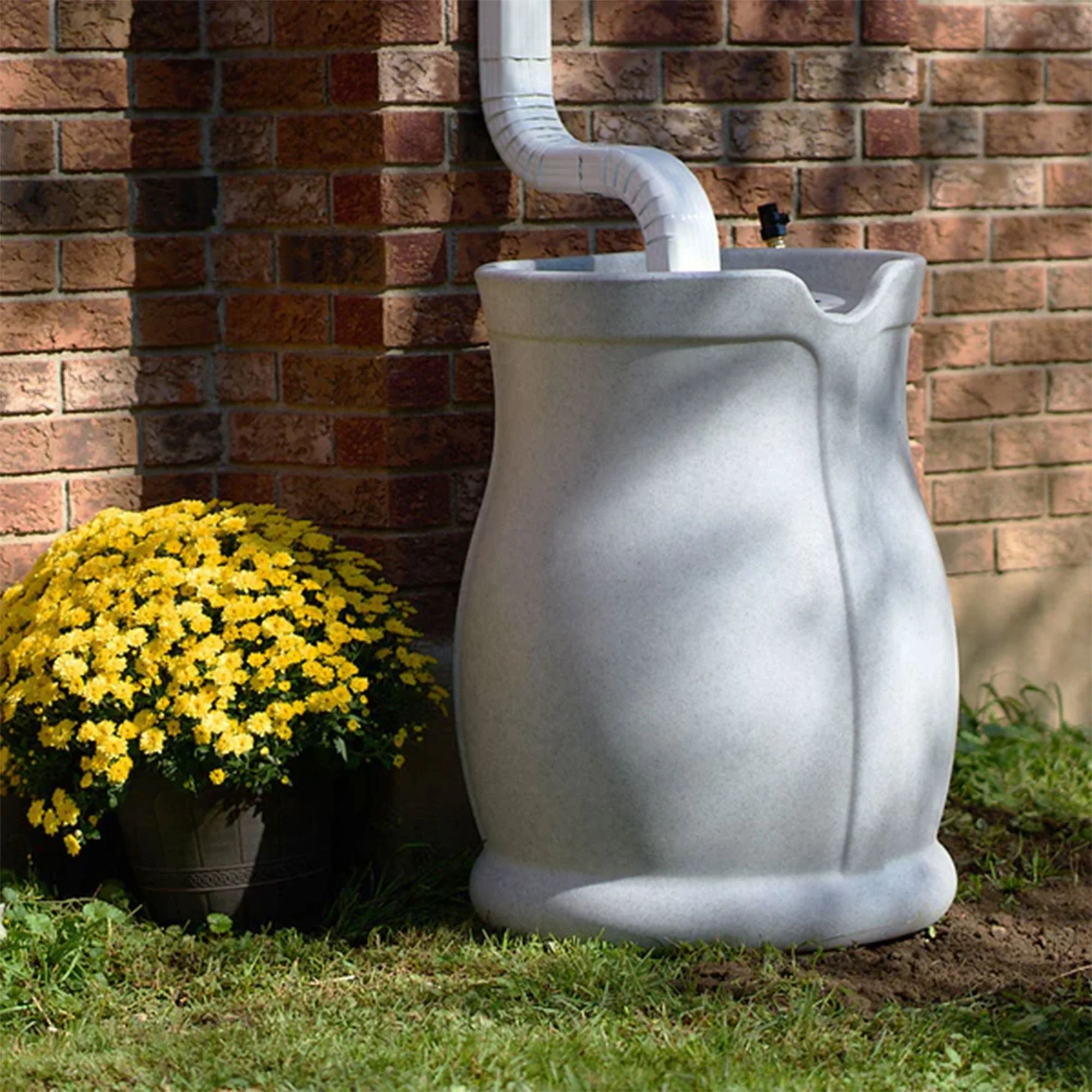 FCMP Outdoor Catalina 45 Gallon Water Outdoor Rain Catcher Barrel, Light Granite - Image 6