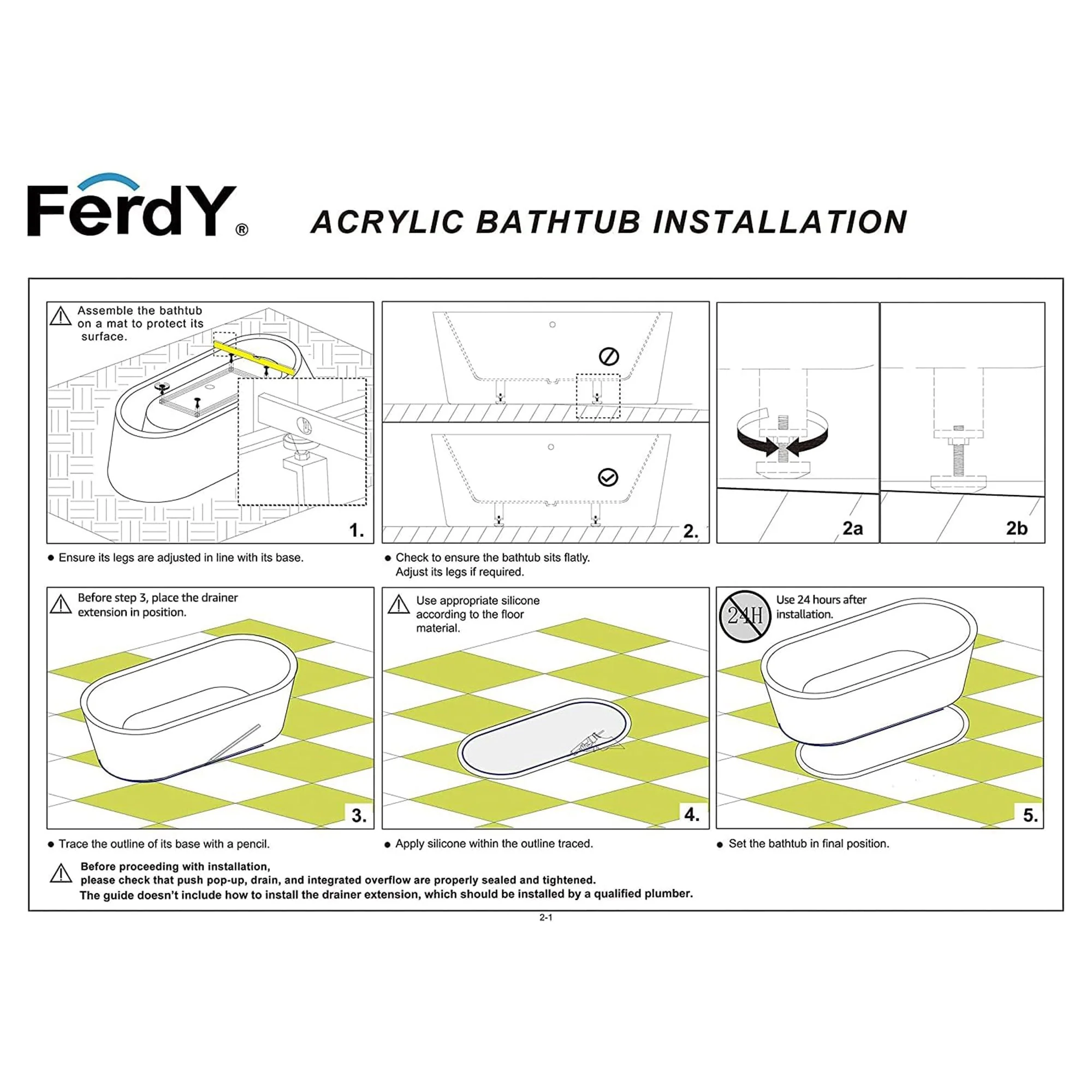 FerdY Bali 55 In Glossy Acrylic Freestanding Bathtub with Polished Chrome Drain - Image 5
