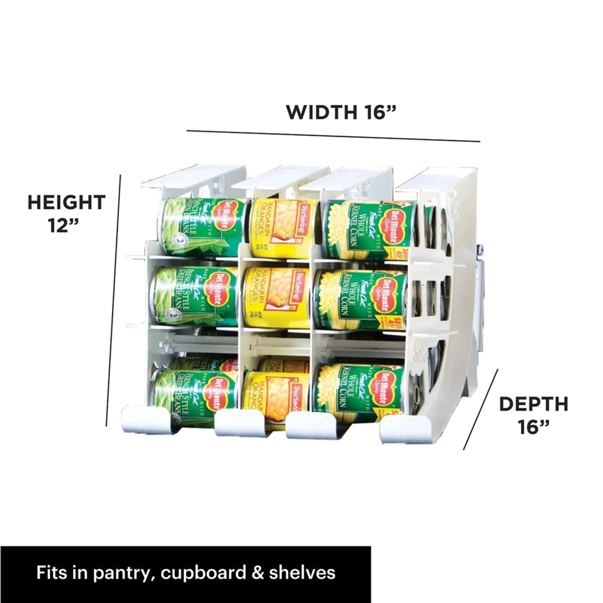 FIFO Countertop Can Tracker Hold Up To 54 10 to 15 Oz Can Sizes, USA Made, White - Image 2
