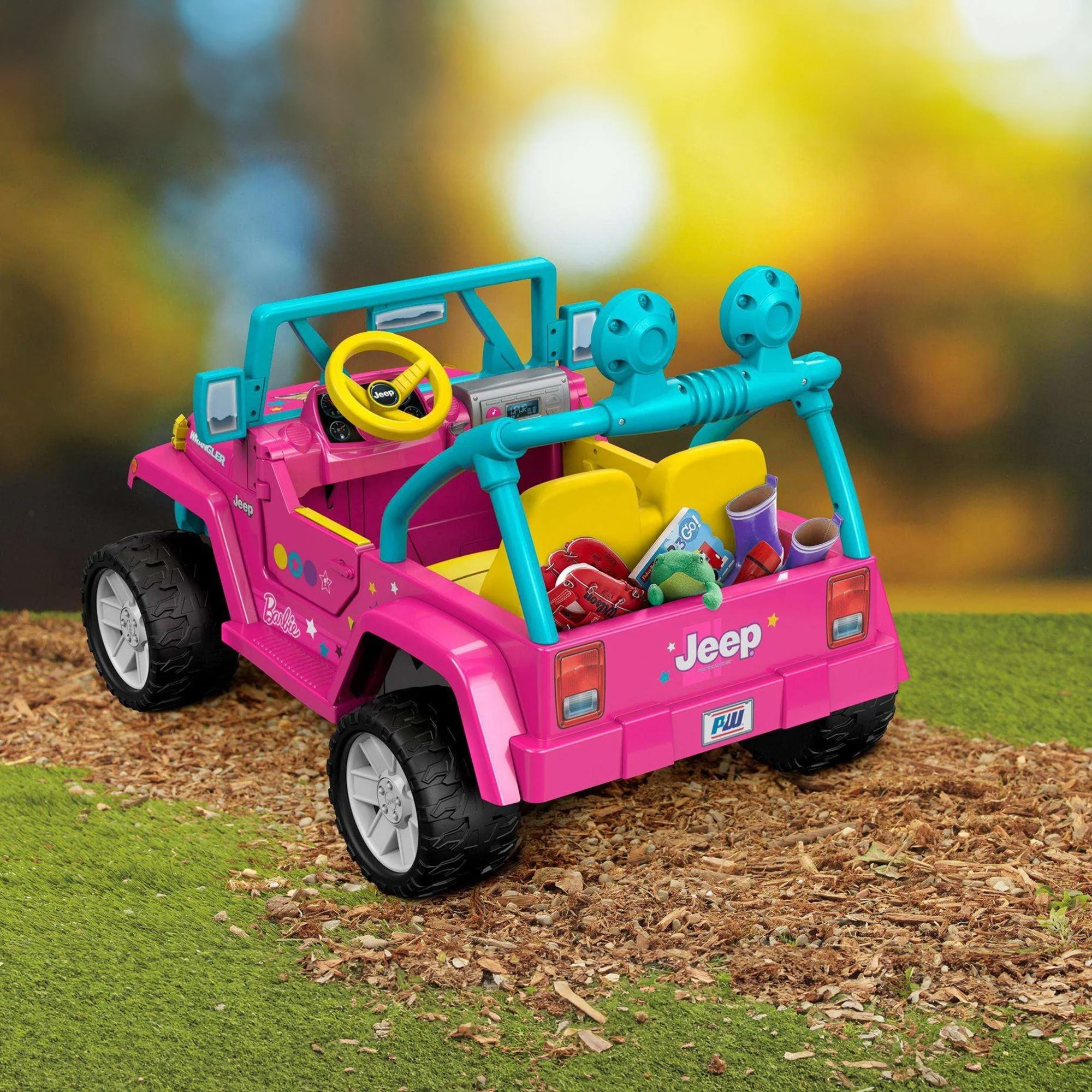 Fisher-Price Power Wheels Barbie Jeep Wrangler with Music and Power Lock Brakes - Image 9