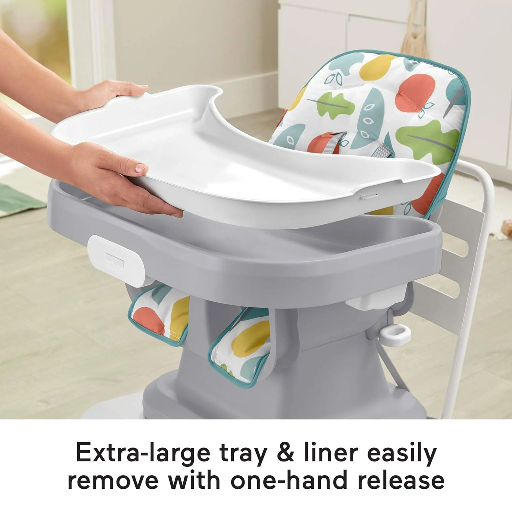 Fisher-Price SpaceSaver Simple Clean Baby High Chair Dining Seat, Pearfection - Image 3