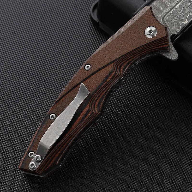 Flint Gentlemen's Damascus Pocket Knife with G10 Handle - Image 4