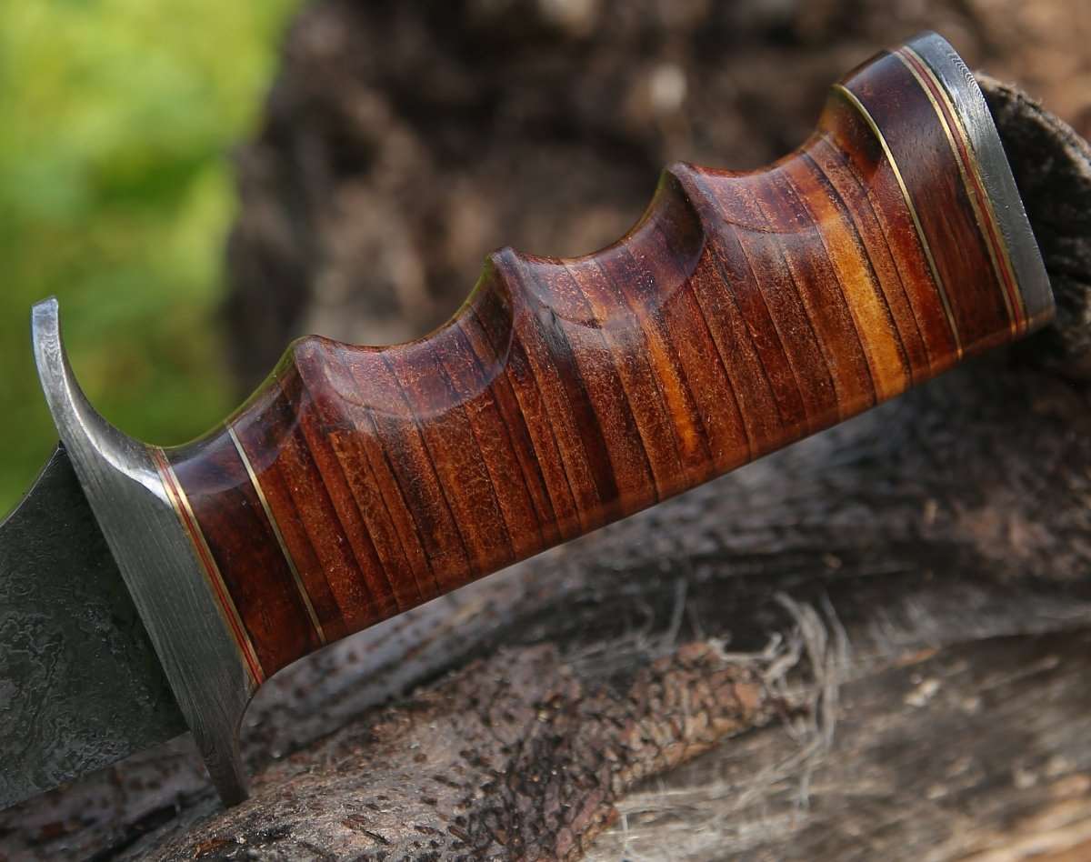 Flux Bowie Knife with Stacked Leather Handle - Image 4
