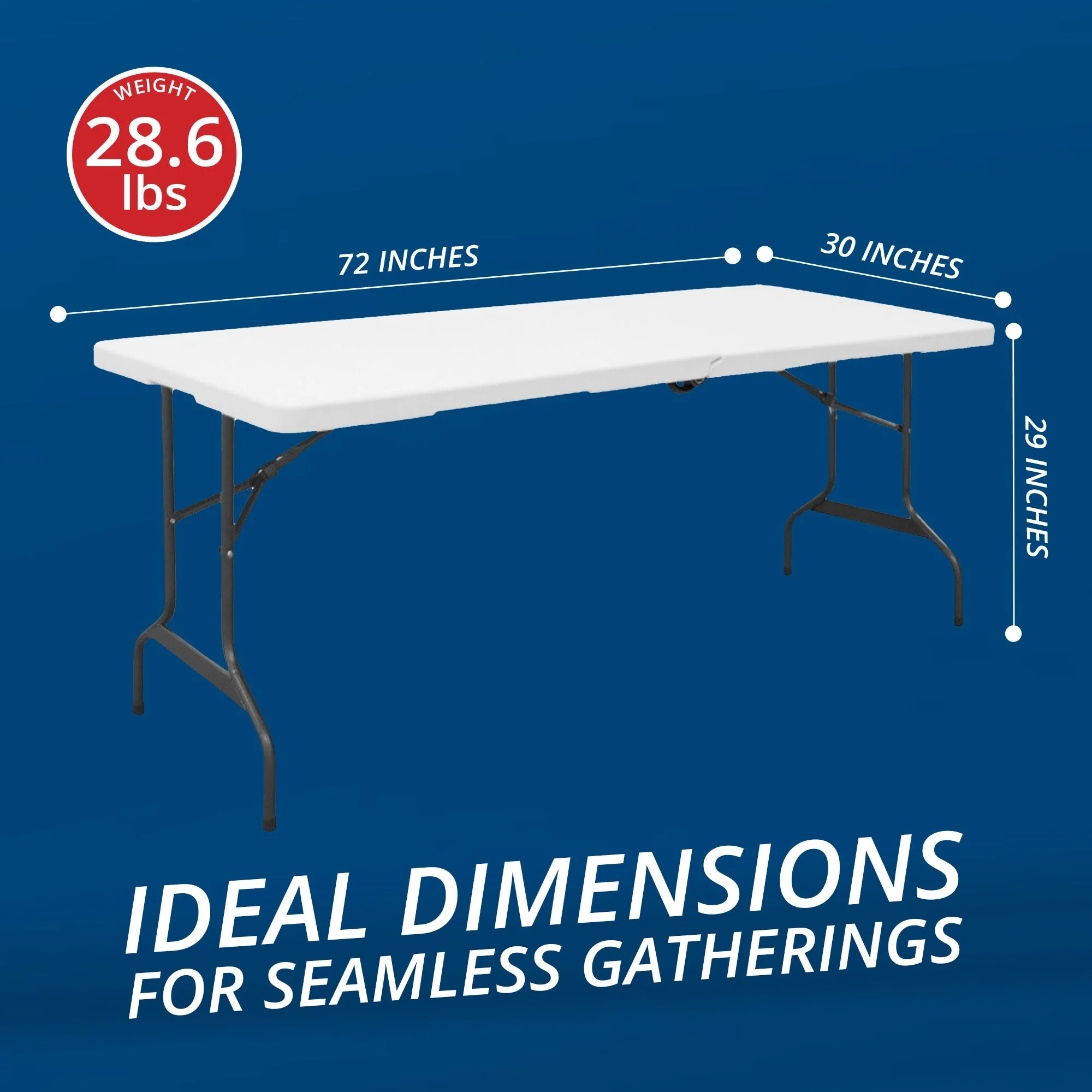 Folding Chair 30 x 72 Inch Powder Coated Modern Deluxe Foldable Banquet Table - Image 3