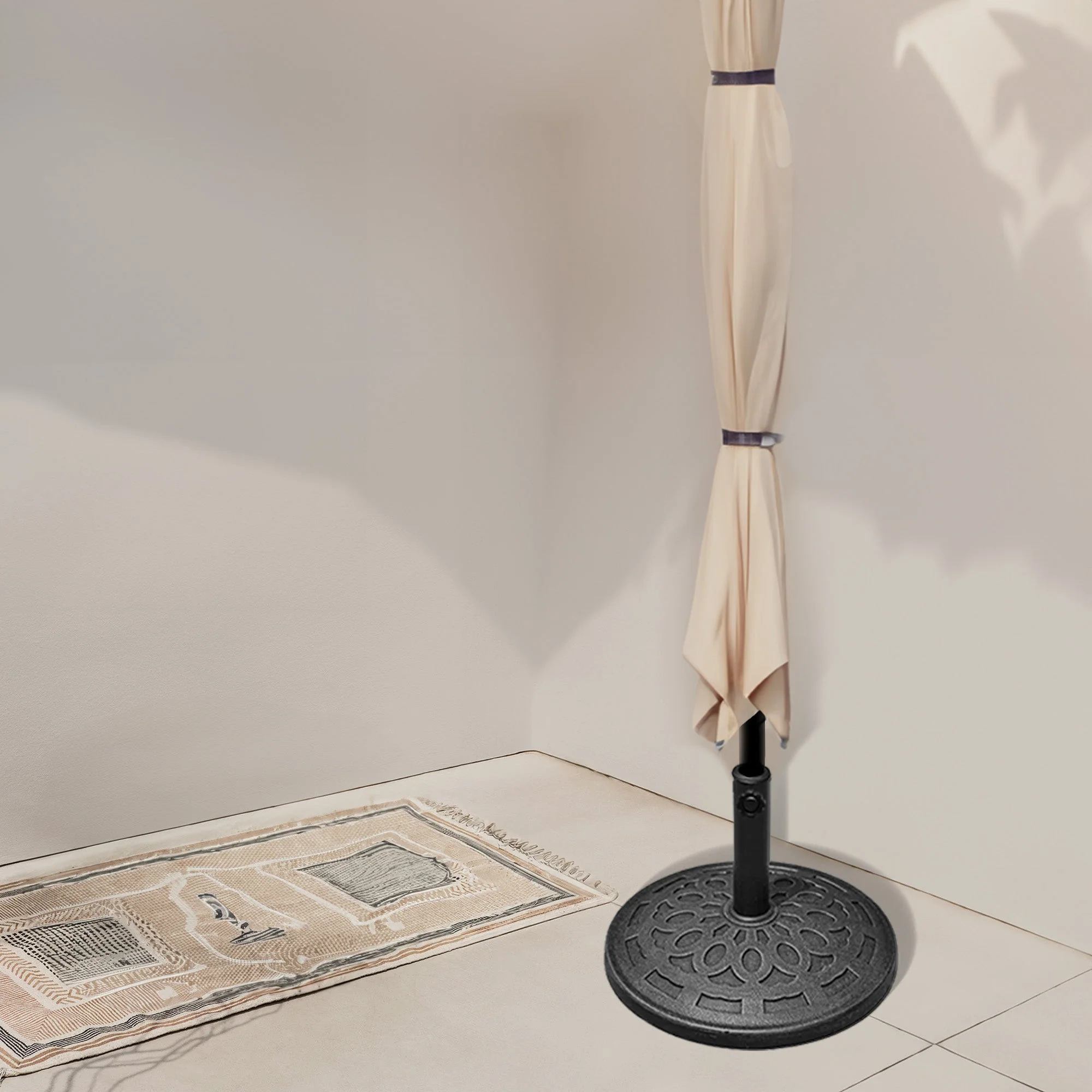 Four Seasons Courtyard 18 Inch Umbrella Base Fits Up To 2" Umbrella Pole, Black - Image 5