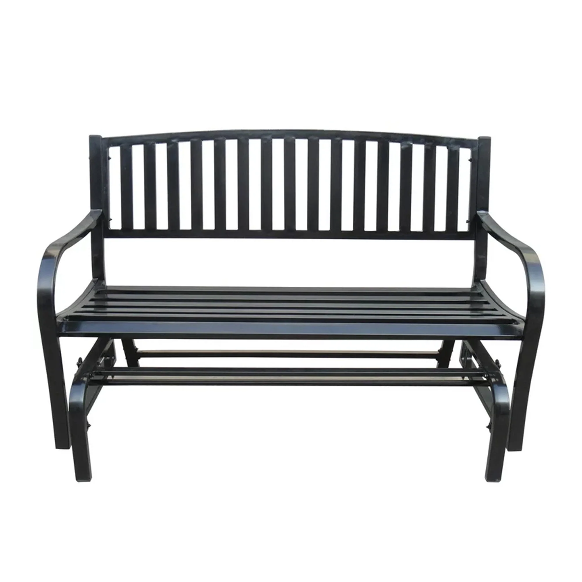 Four Seasons Courtyard Outdoor Steel Glider Bench with 500 Pound Capacity, Black - Image 10