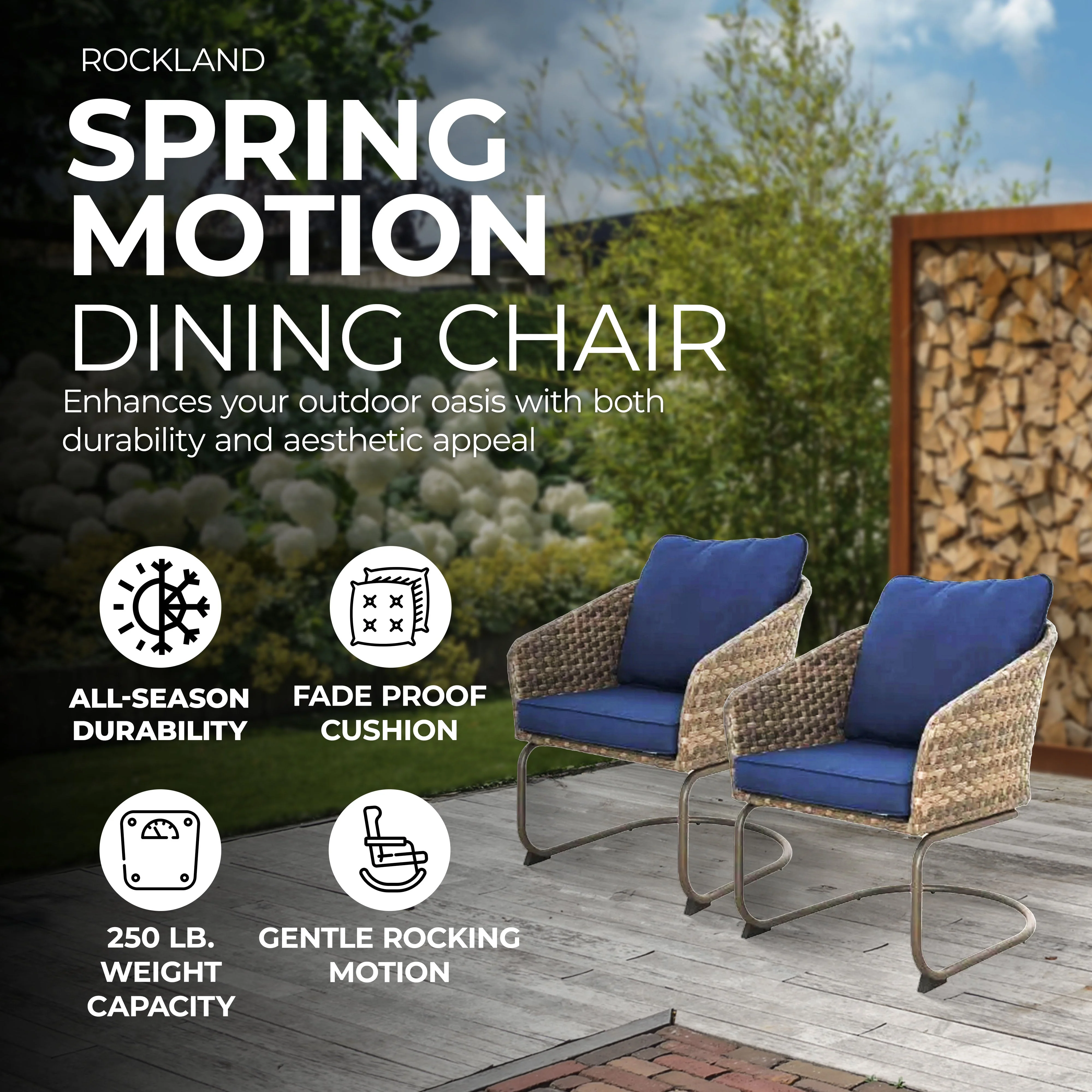 Four Seasons Courtyard Rockland Spring Motion Dining Chairs, Brown, Set of 2 - Image 3