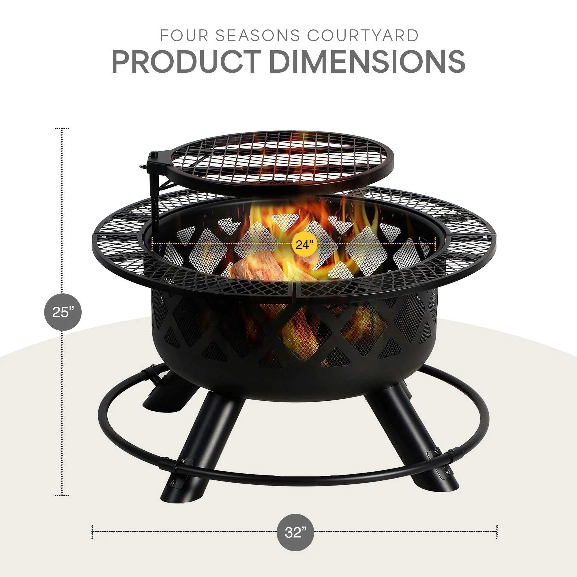 Four Seasons Courtyard Wood Burning Outdoor Fire Pit Backyard Patio Fireplace - Image 2