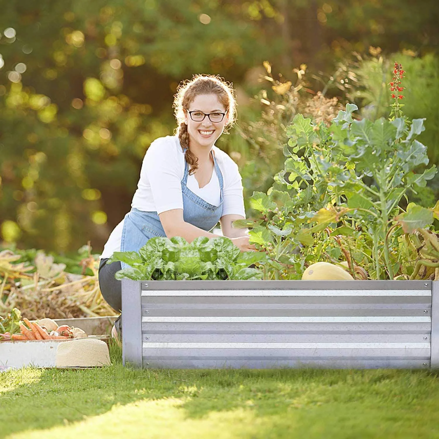 FOYUEE Galvanized Outdoor Steel Metal Raised Garden Beds for Vegetables, Gray - Image 4