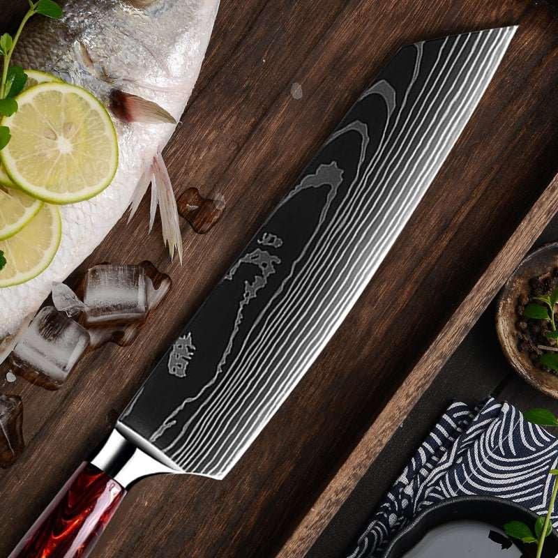 Fujin 10-Pc Damascus Chef Knife Set with Sheaths - Image 10