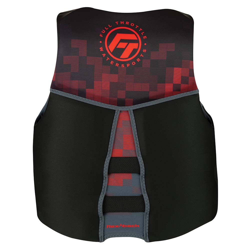 Full Throttle Mens Rapid-Dry Flex-Back Life Jacket - XL - Black/Red - Image 2