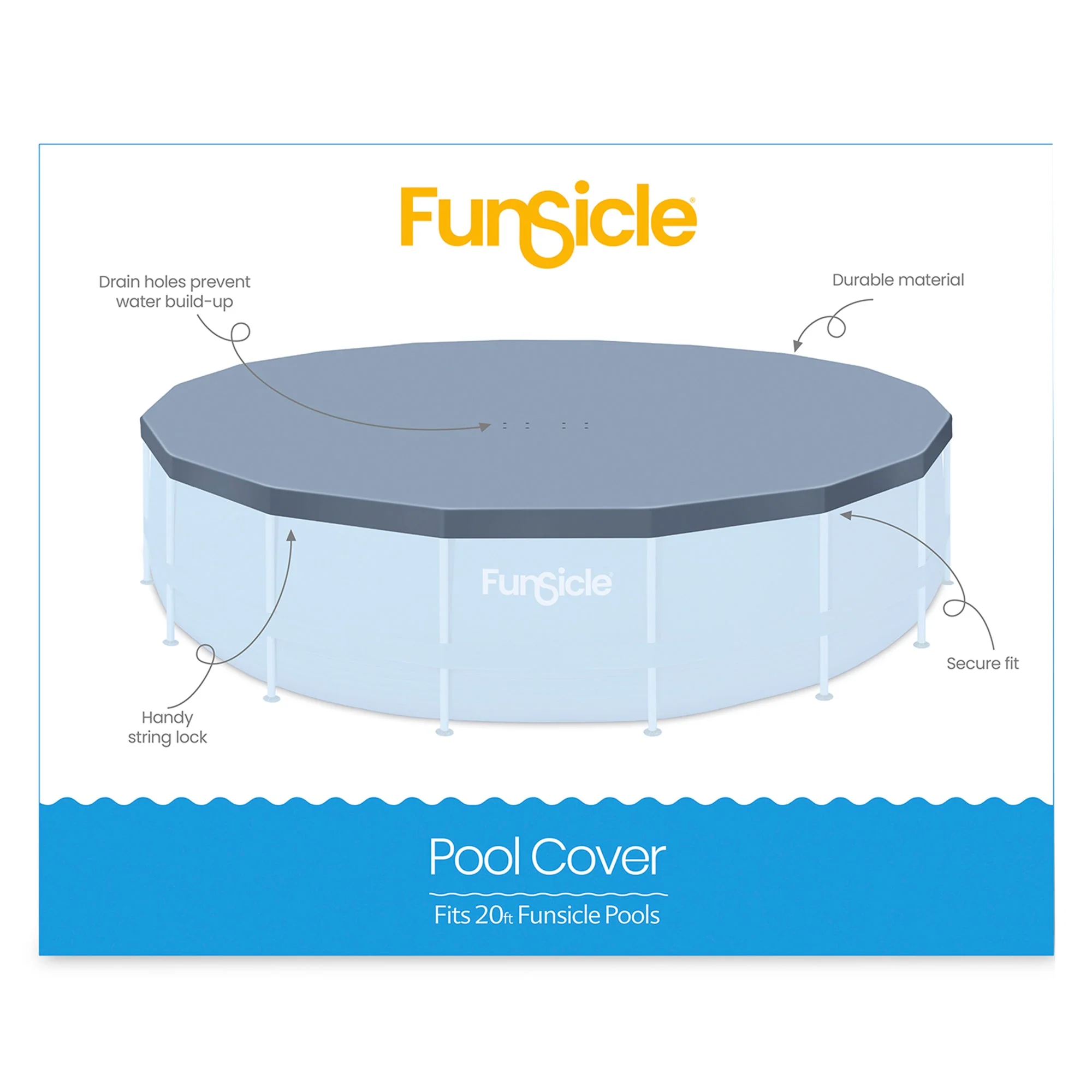 Funsicle 20ft Round Above Ground Frame Pool Debris Cover, Accessory Only, Gray - Image 2