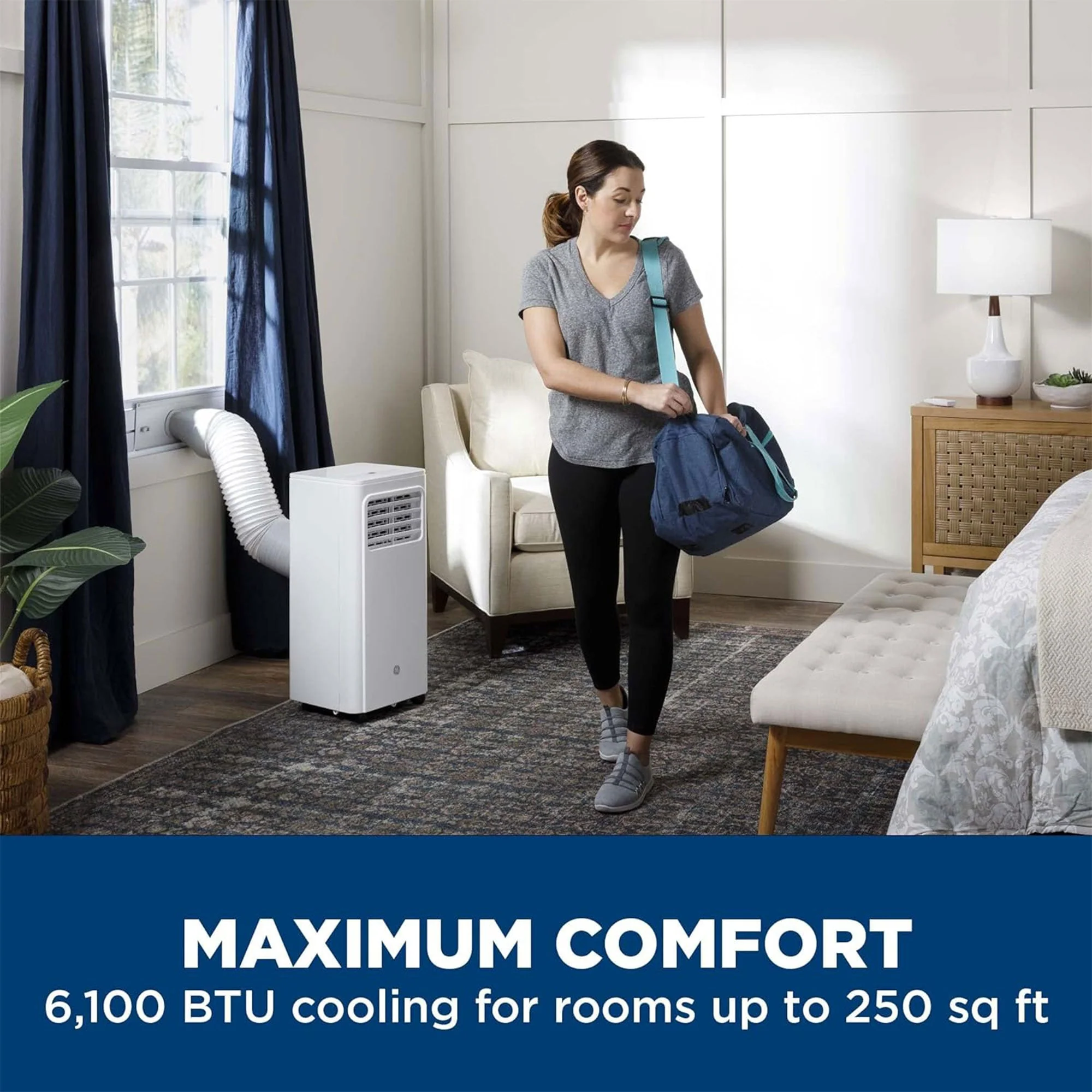 GE 6,100 BTU Portable Air Conditioner with Dehumidifier and Fan for Small Rooms - Image 5